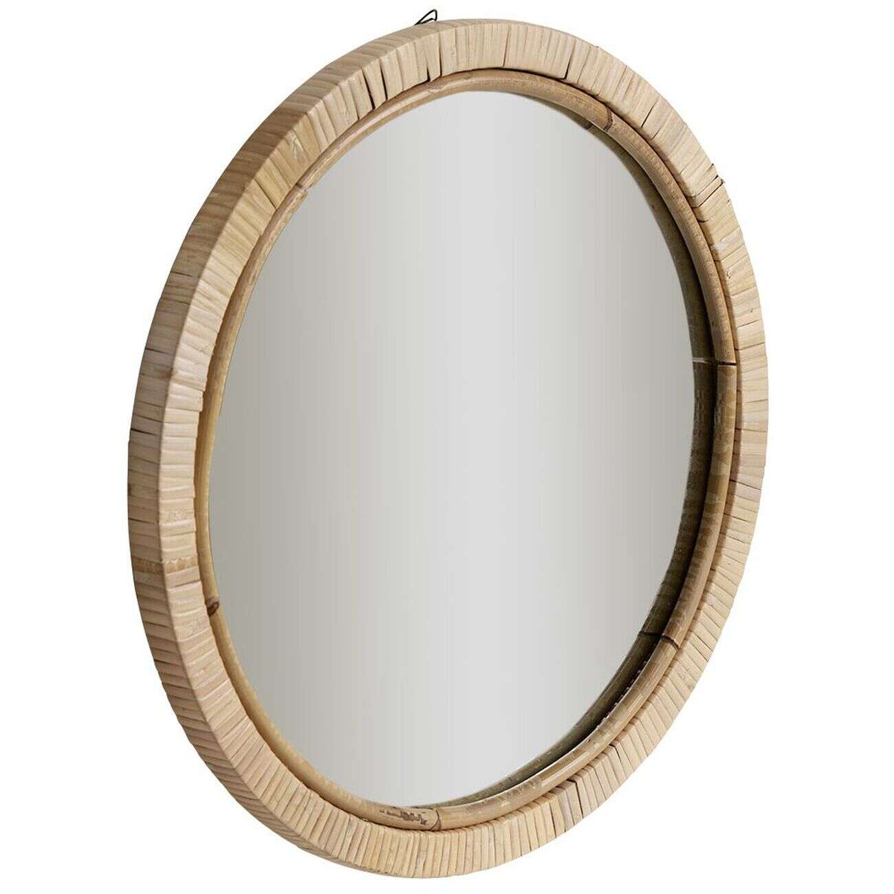 Miroir rond contour rotin naturel
