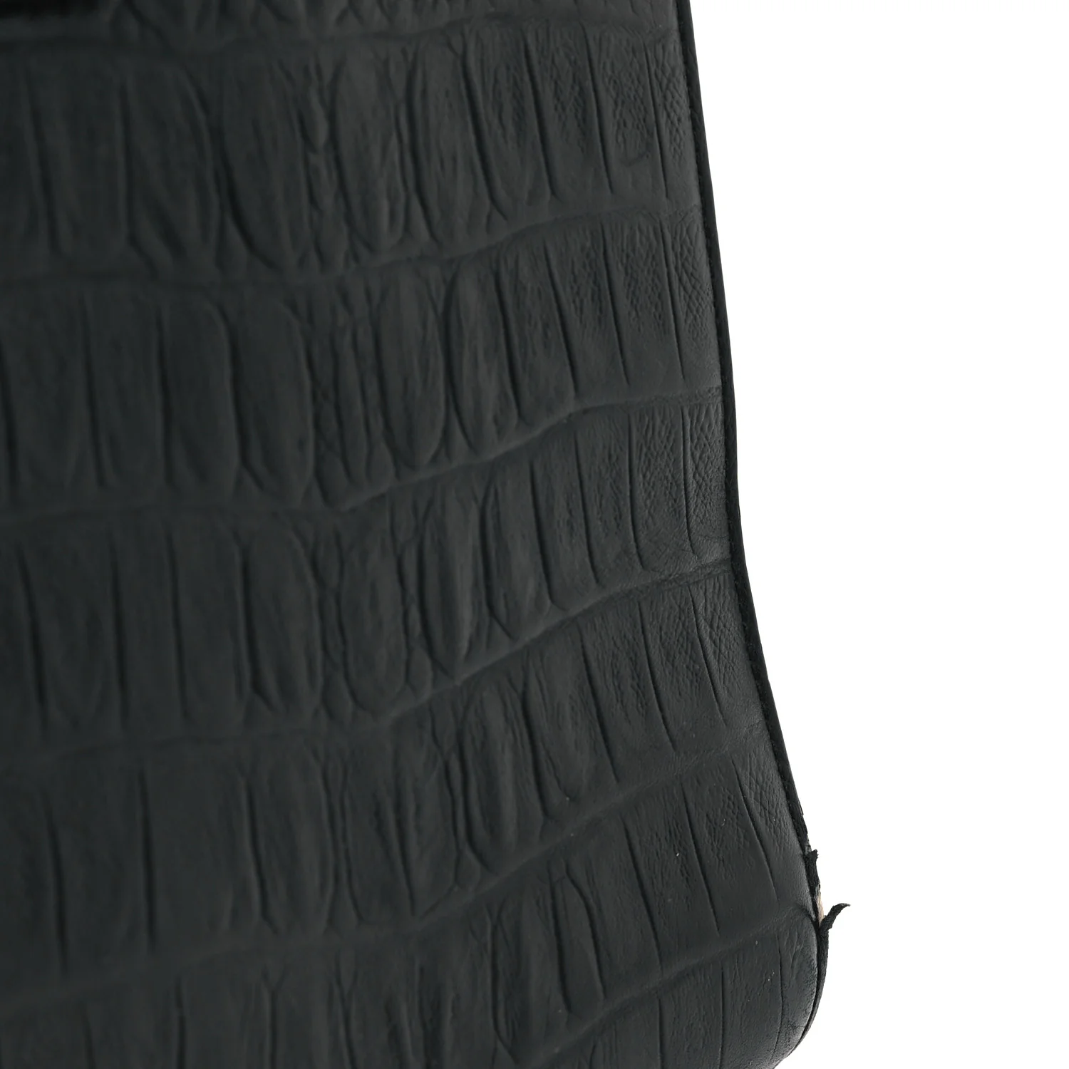 Calfskin Crocodile Embossed Large Sac De Jour Carryall Black