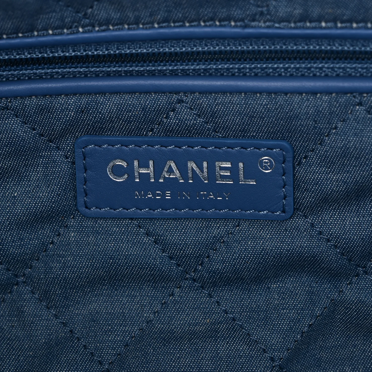 Denim Quilted Chanel 22 Blue