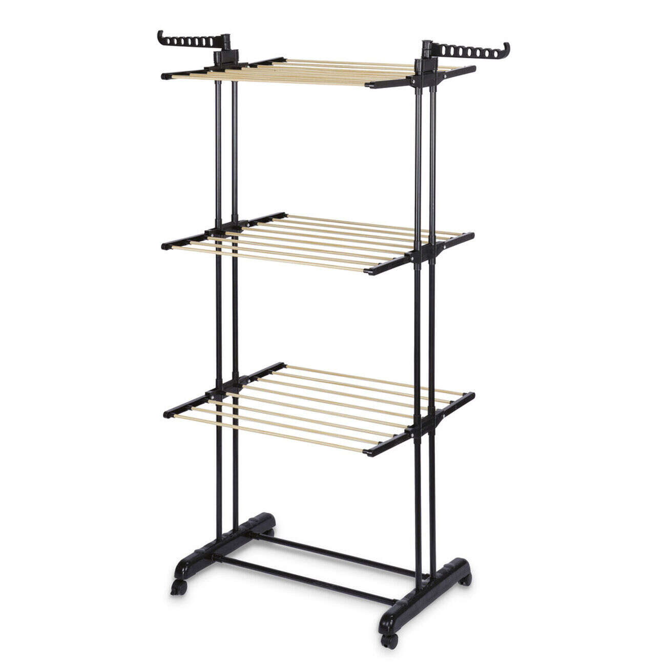 Séchoir tour 3 niveaux fer et plastique blanc 75x64xH177cm