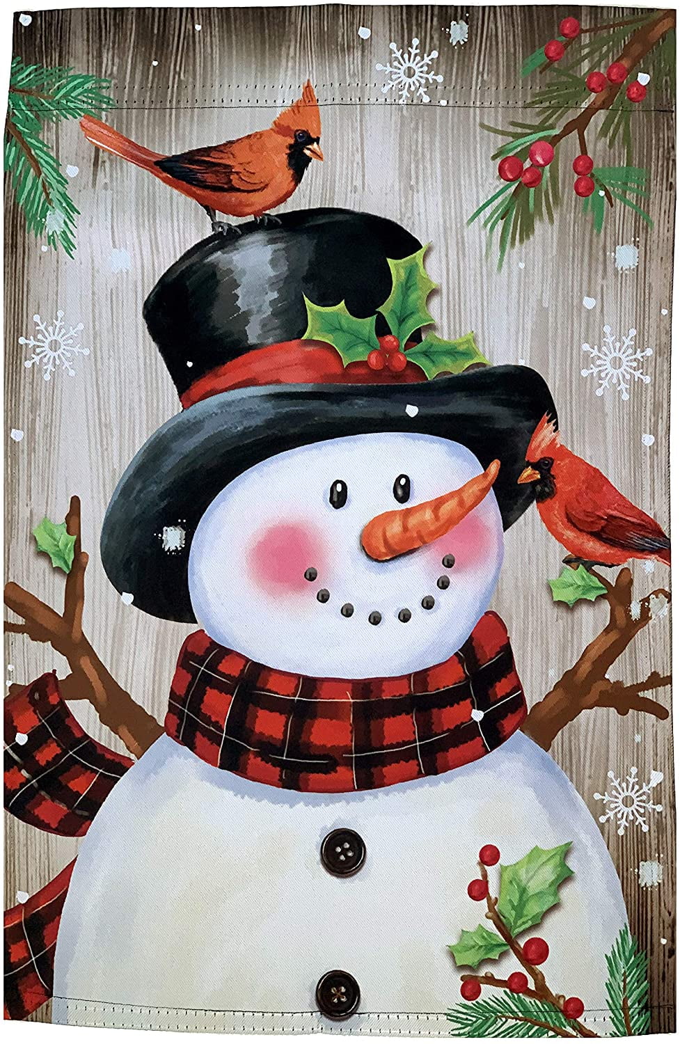 Frosty & Cardinals Christmas Garden Flag - 12 x 18, Double Sided, Snowman