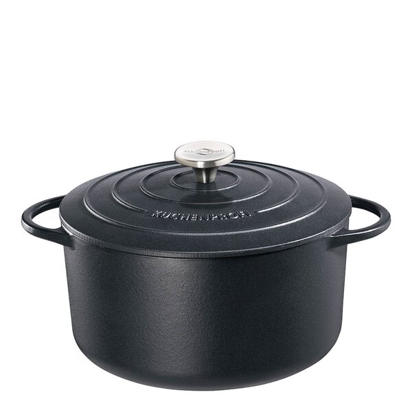 Provence støpejernsgryte rund 26 cm 5,3L svart