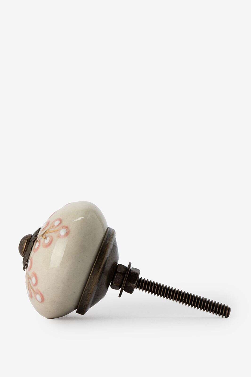 Witte deurknop met roze bloemetjes