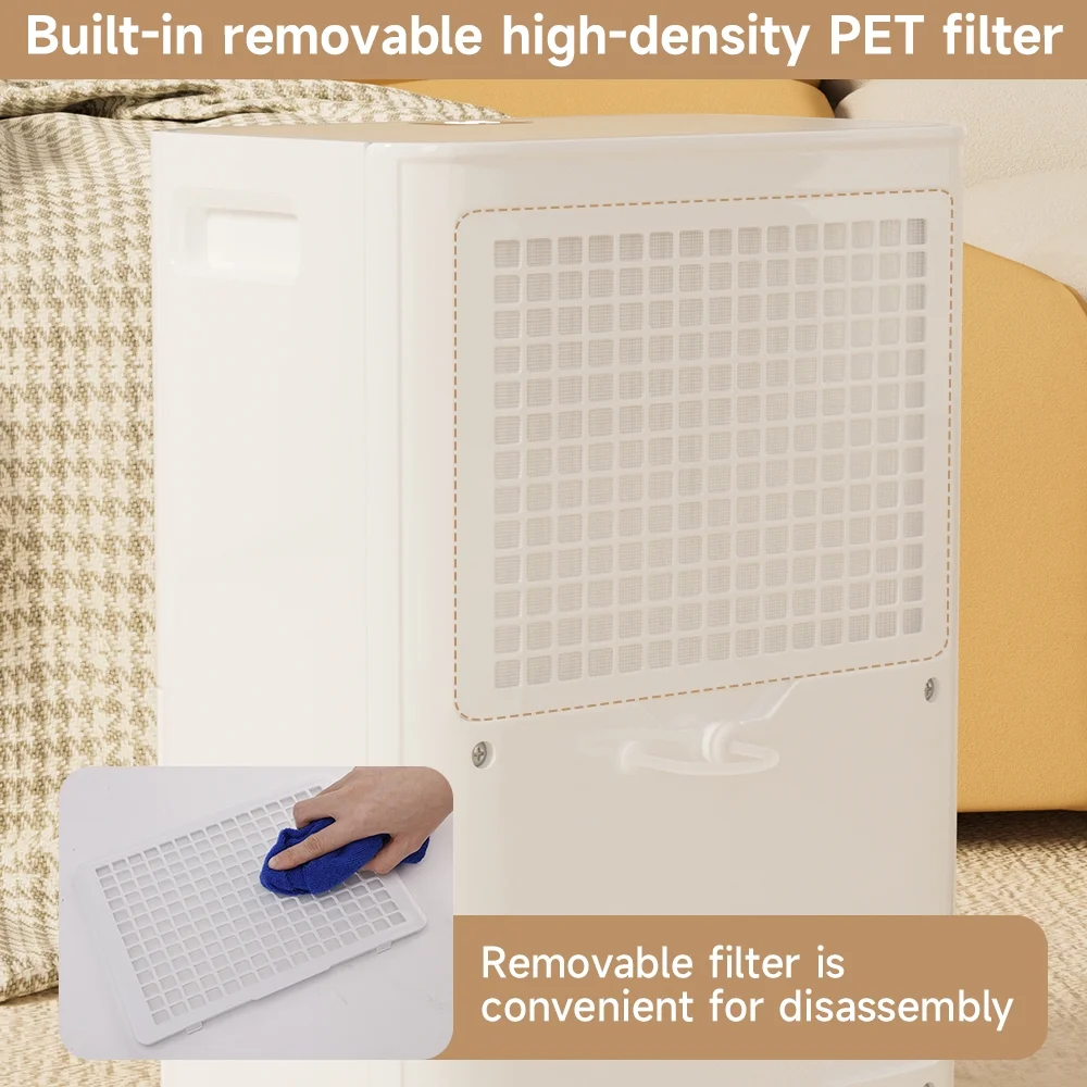 Dehumidifiers for Home, 2500 Sq.Ft with Drain Hose Max 26 Pints, Dehumidifier for Basement, Bathroom, Bedroom, Three Modes, Intelligent Humidity Control, Dry Clothes, 24HR Timer - Image 8