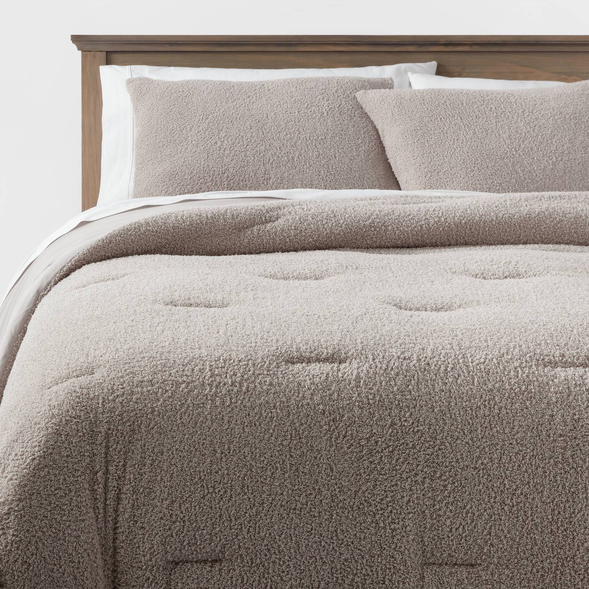 3PC Full/Queen Traditional Cozy Chenille Comforter and Sham Set Gray - Threshold