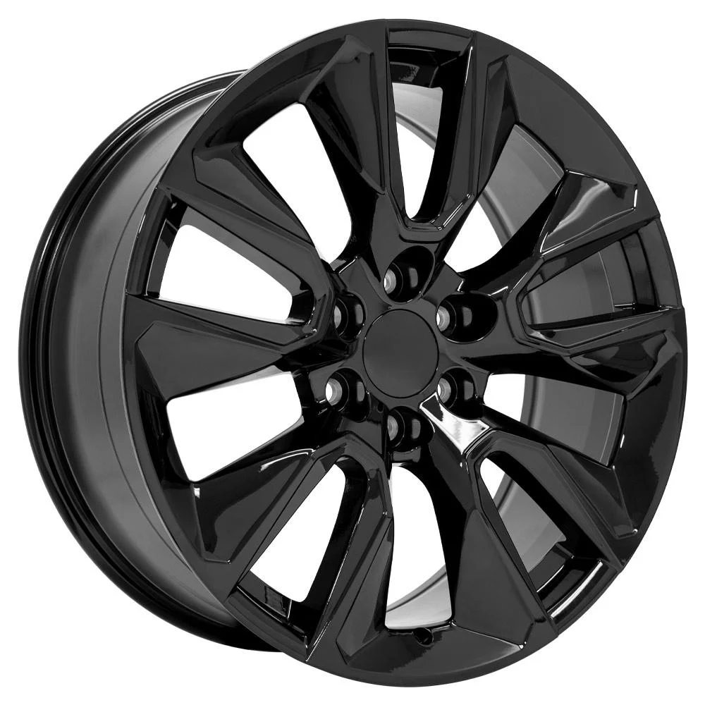 OE Wheels CV32 22 in Rims and Tires Fit Silverado 1500 Style 6x139.7 22x9 Gloss Black - Hollander 5916 - Dueler H/L Alenza 285/45 - 22 (Set of 4)