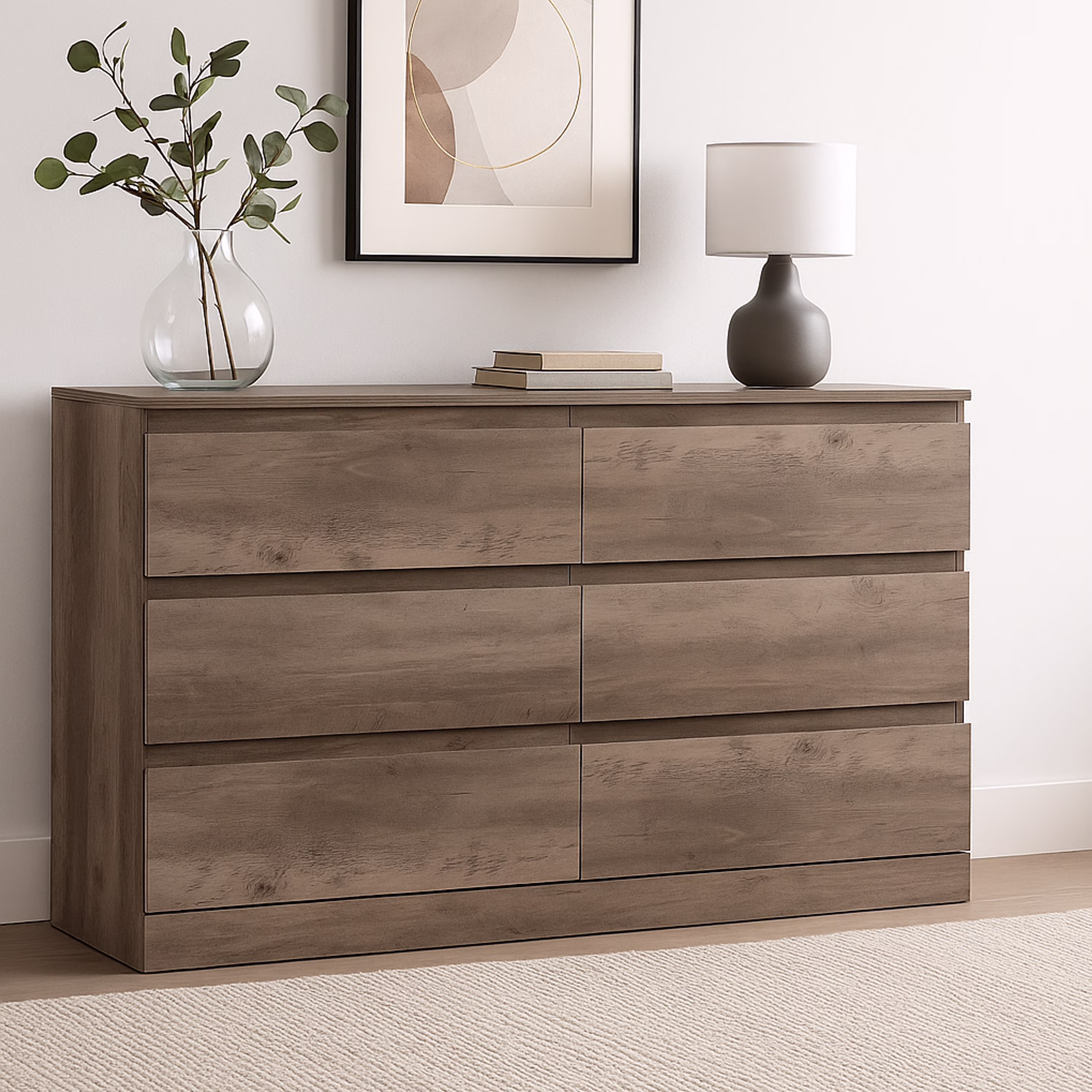 Brindle 6 Drawer Dresser, Gray Oak, by (Gray Oak)