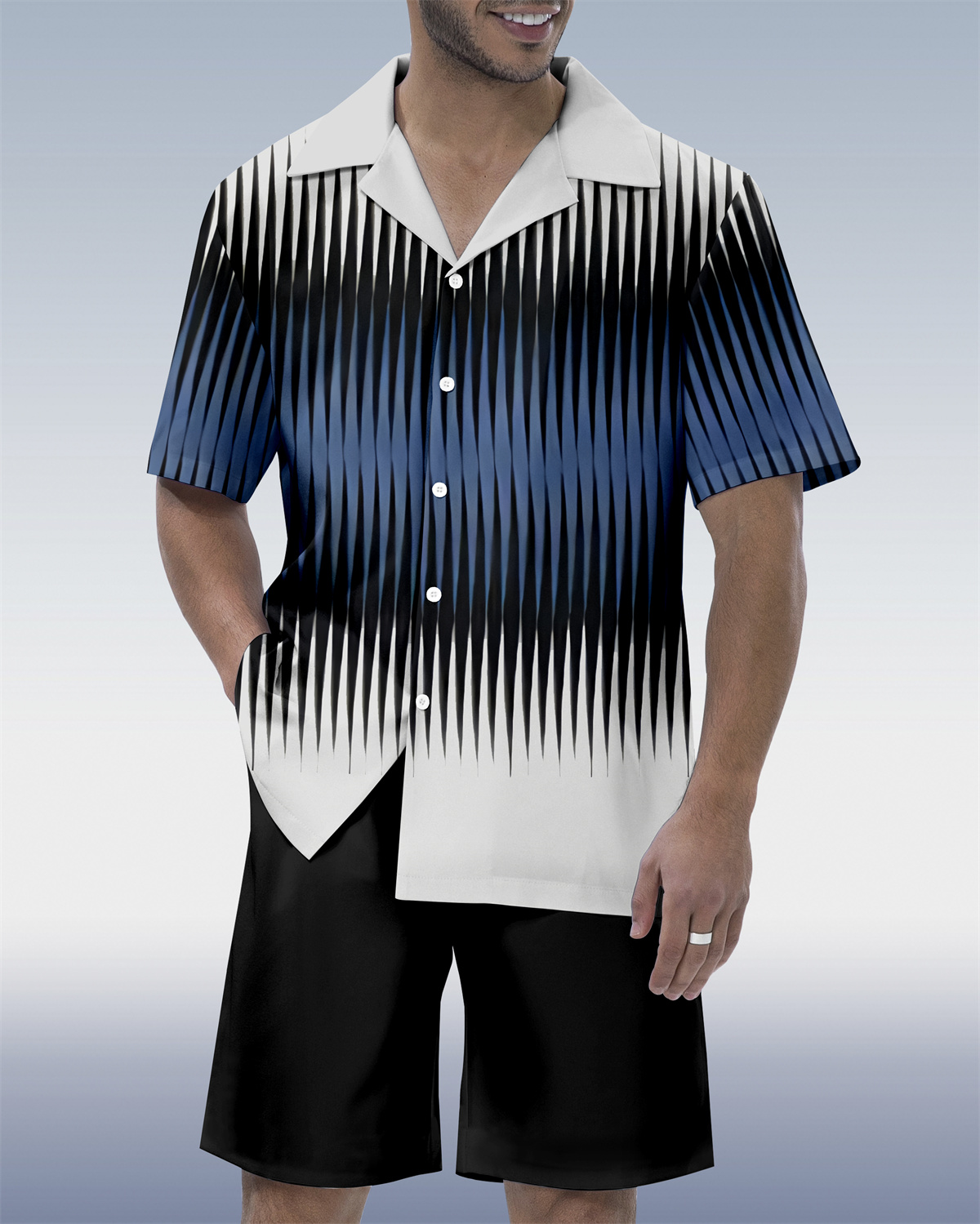 Ensemble chemise à manches courtes Suitmens pour homme, motif géométrique abstrait, référence 205