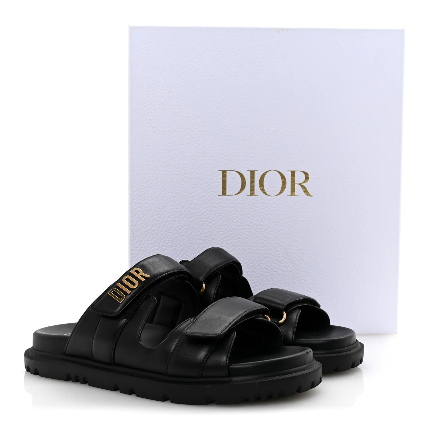 Lambskin Dioract 10mm Slide Sandals 39.5 Black