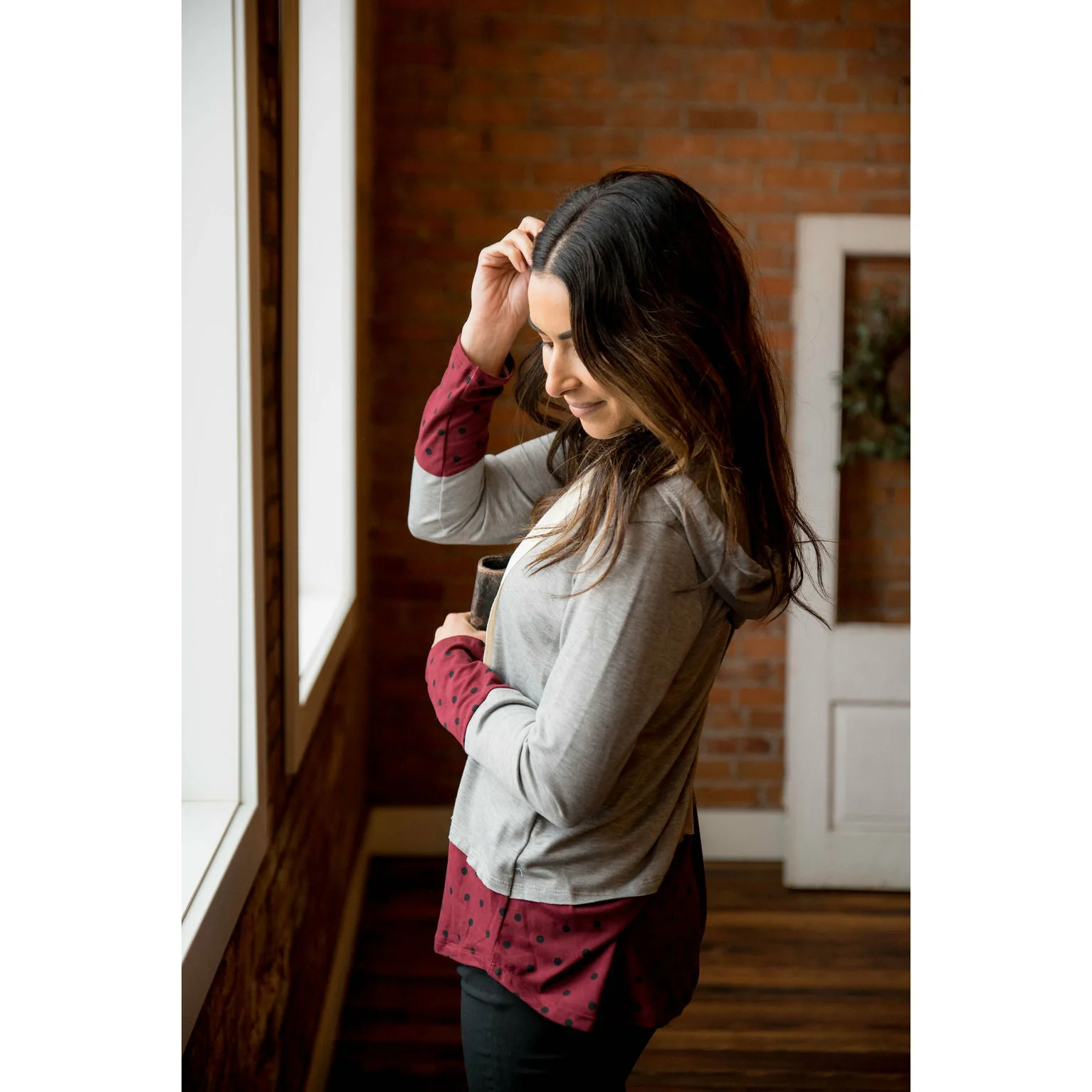 Polka Dot Tipped Hoodie