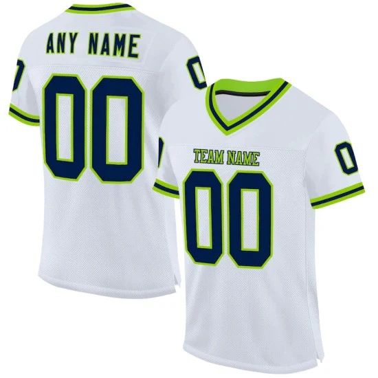Custom White Navy-Neon Green Mesh Throwback Jersey