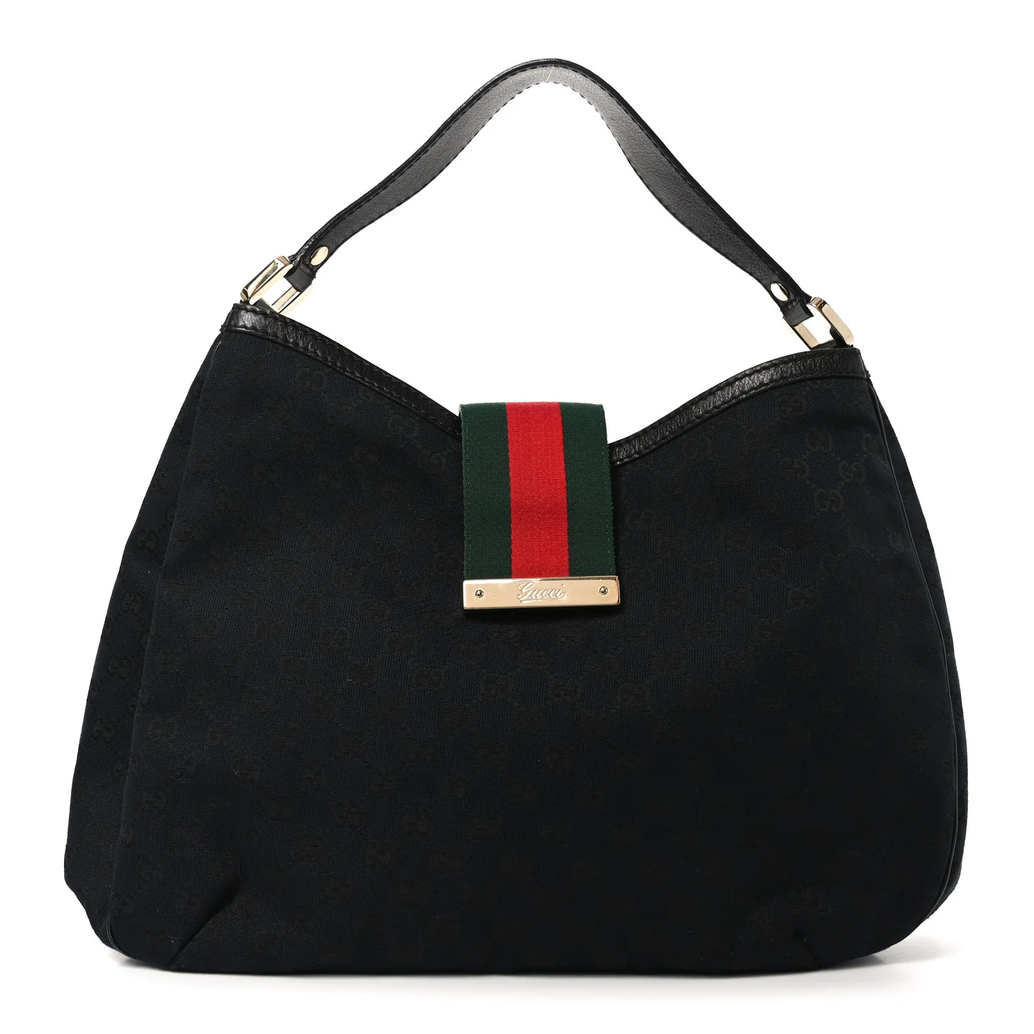 Monogram Large New Ladies Web Hobo Black