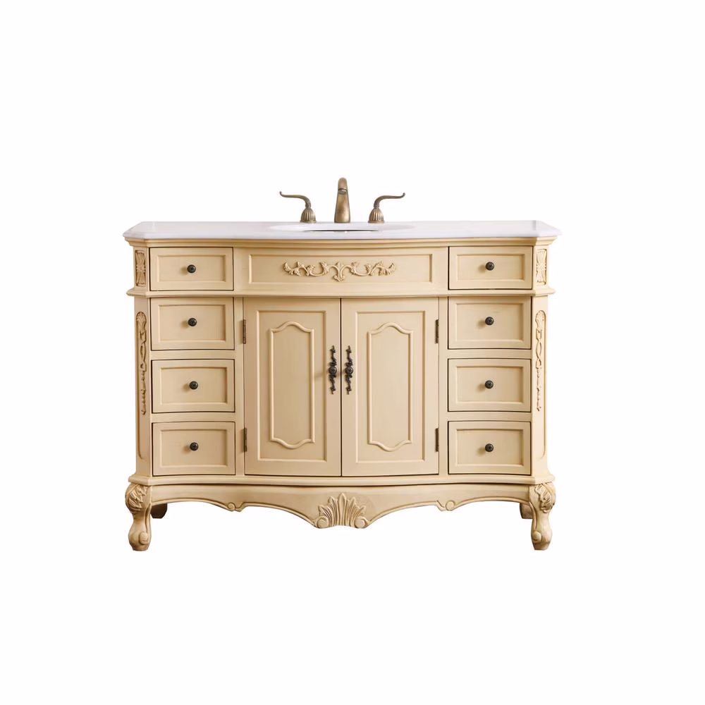 Danville 48" Single Marble Top Bathroom Vanity in Light Beige(Light Antique Beige)