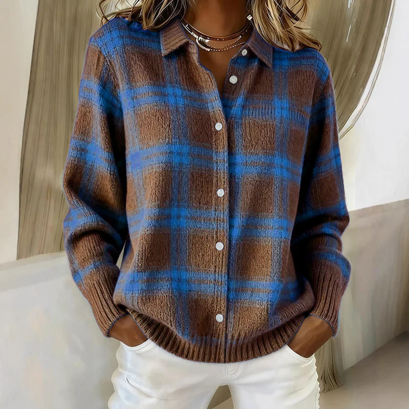 Pull à carreaux douillet pour femmes