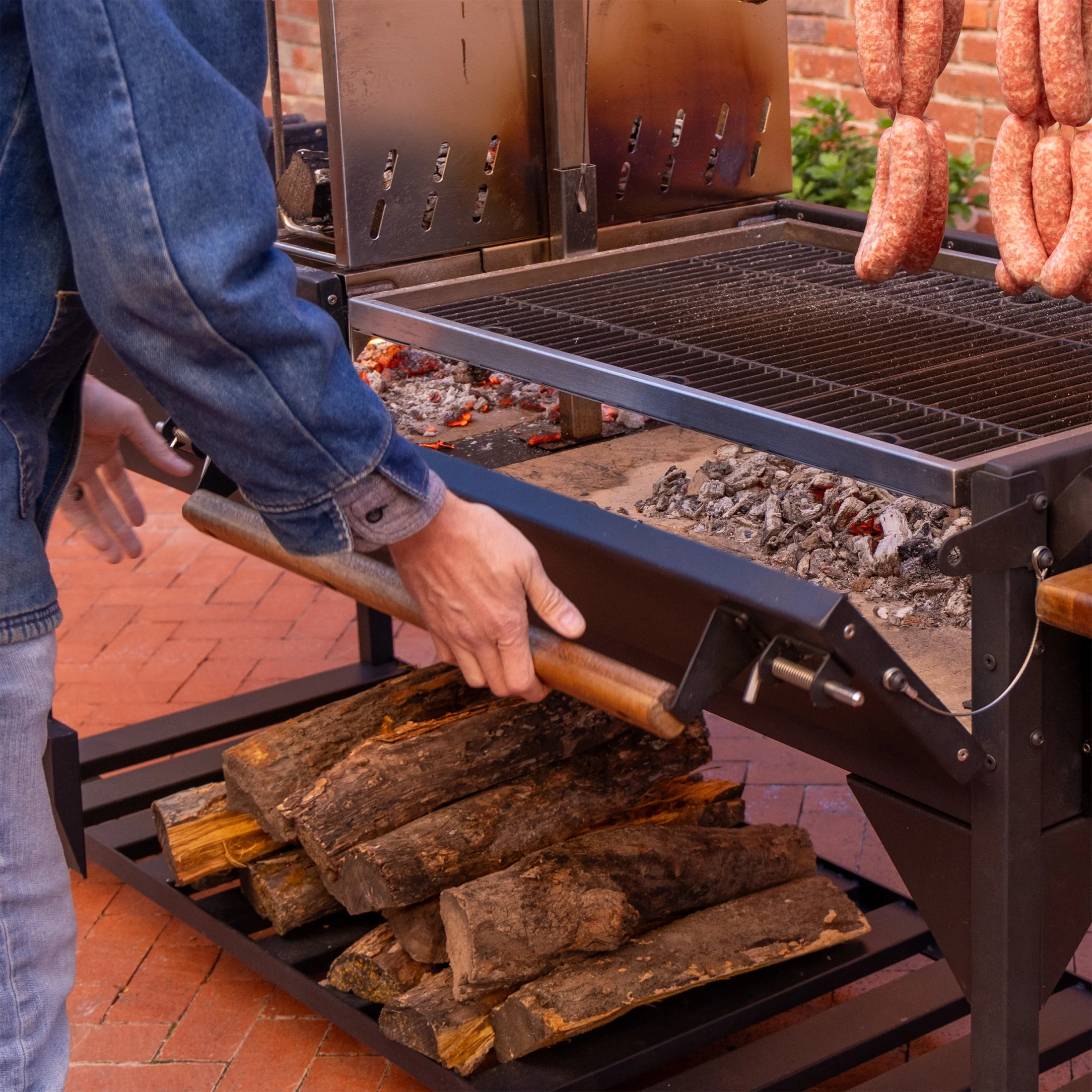 Backyard Discovery Argentine Santa Maria XL Wood Fire & Charcoal Steel Grill, Asado Clamp