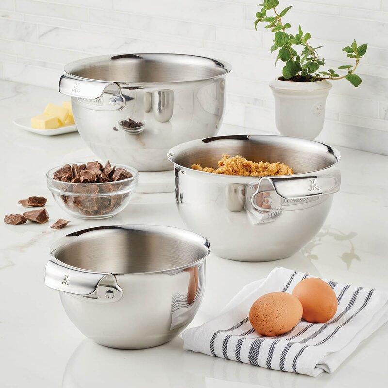 Provisions bakebollesett 3 deler rustfritt stål
