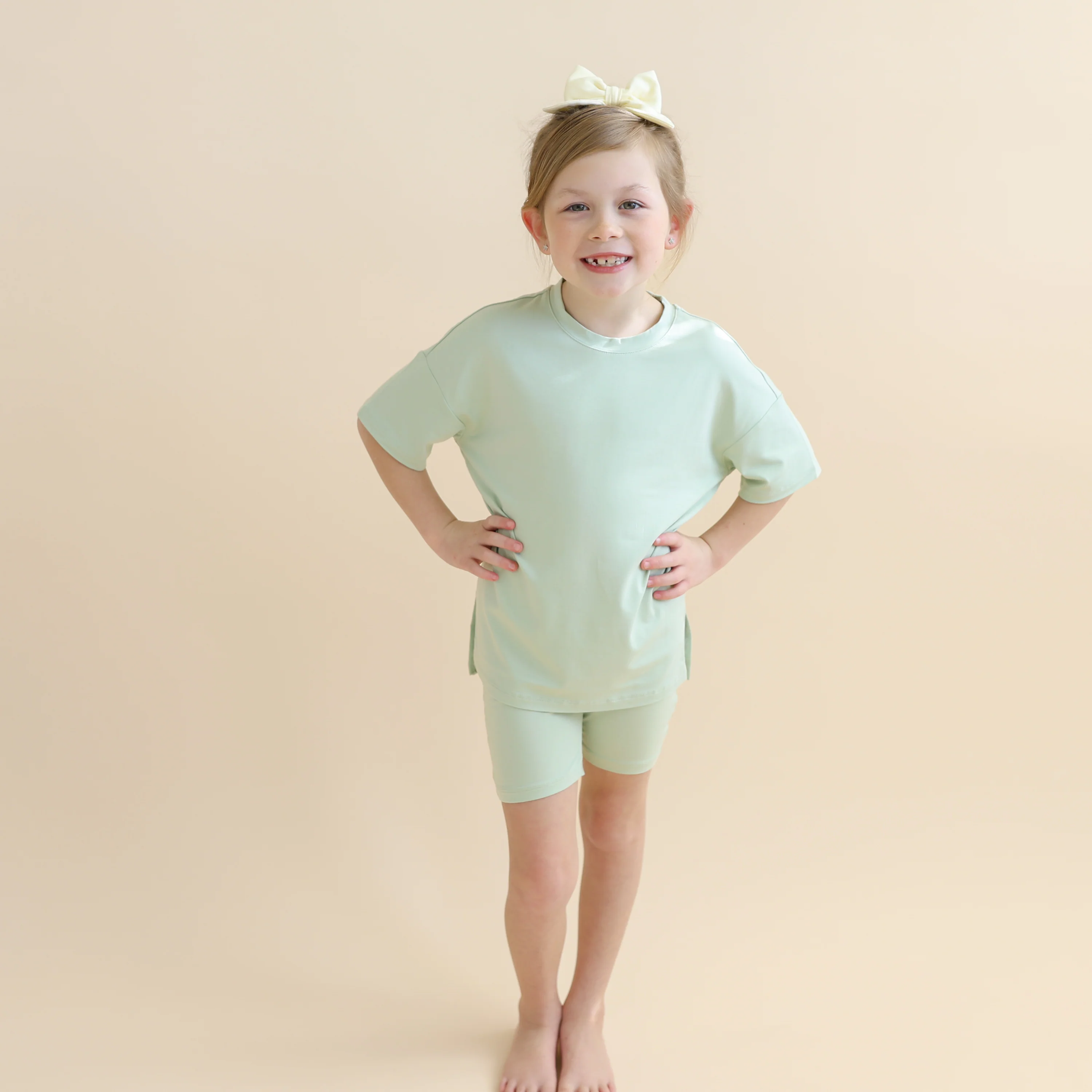 Toddler Biker Short Set in Basil