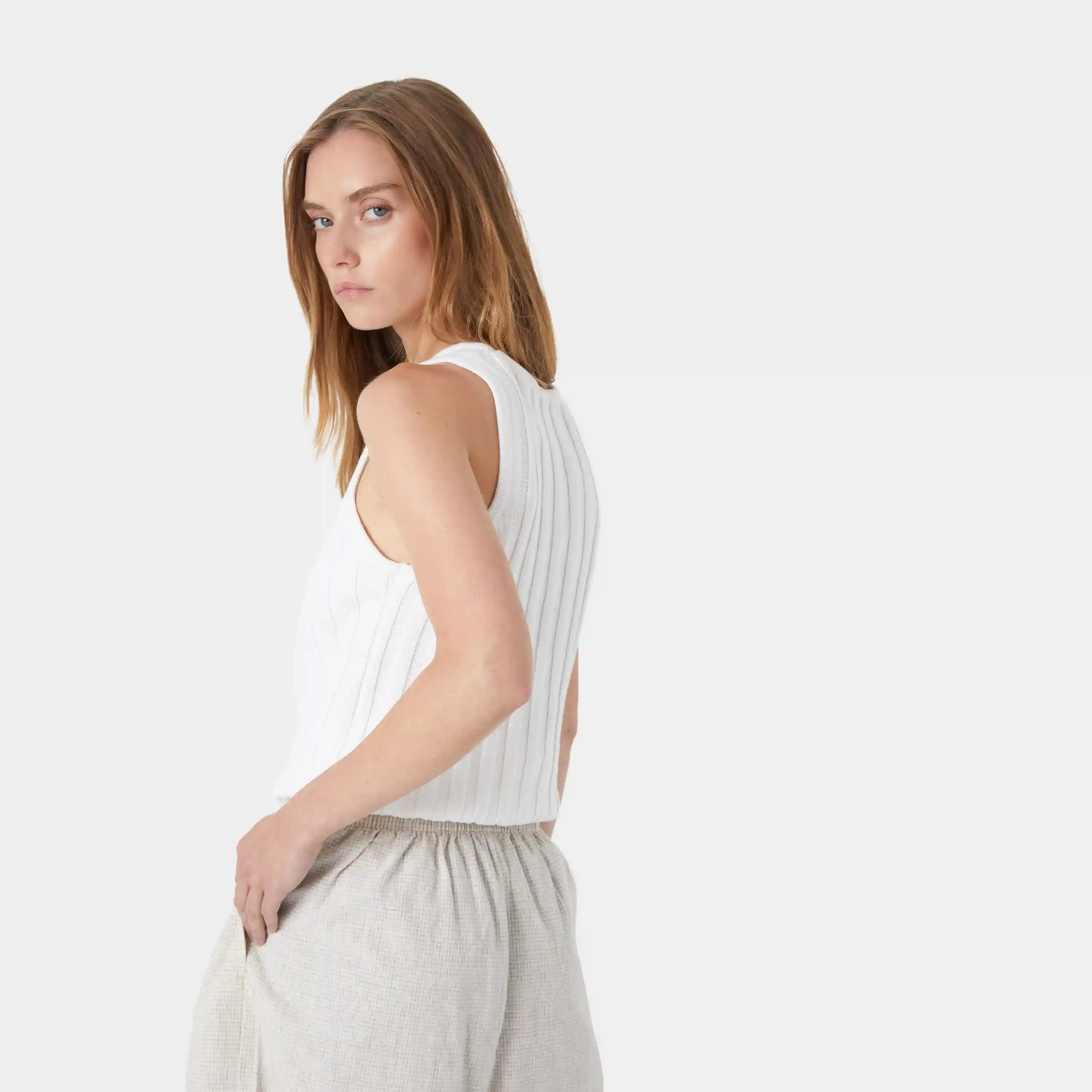 Rib Pearl Tank Top