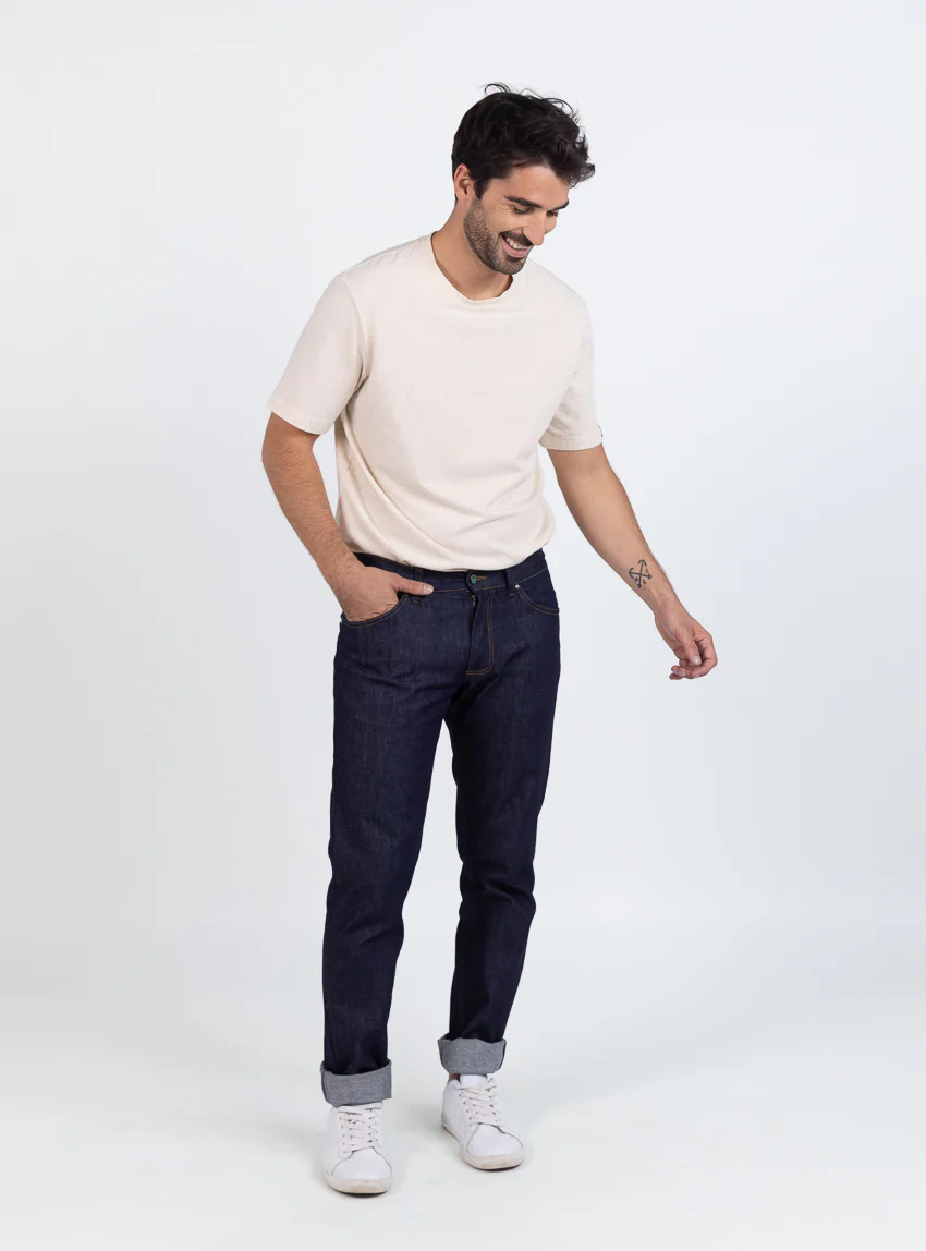 Jean homme en coton bleu brut