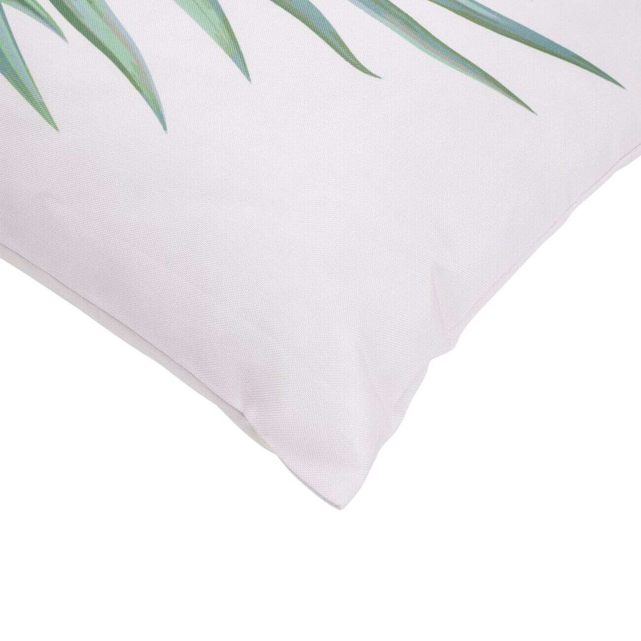Coussin de jardin rectangulaire blanc et feuille verte 30x50cm