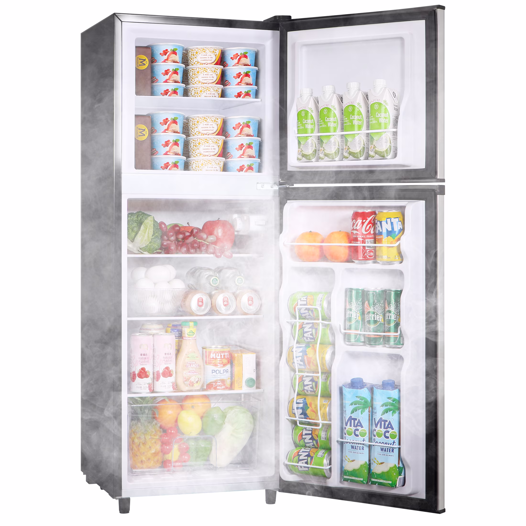 4.5 Cu. Ft. Compact Refrigerator 2 Door with Freezer, 5 Adjustable Thermostat & 4 Removable Glass Shelves