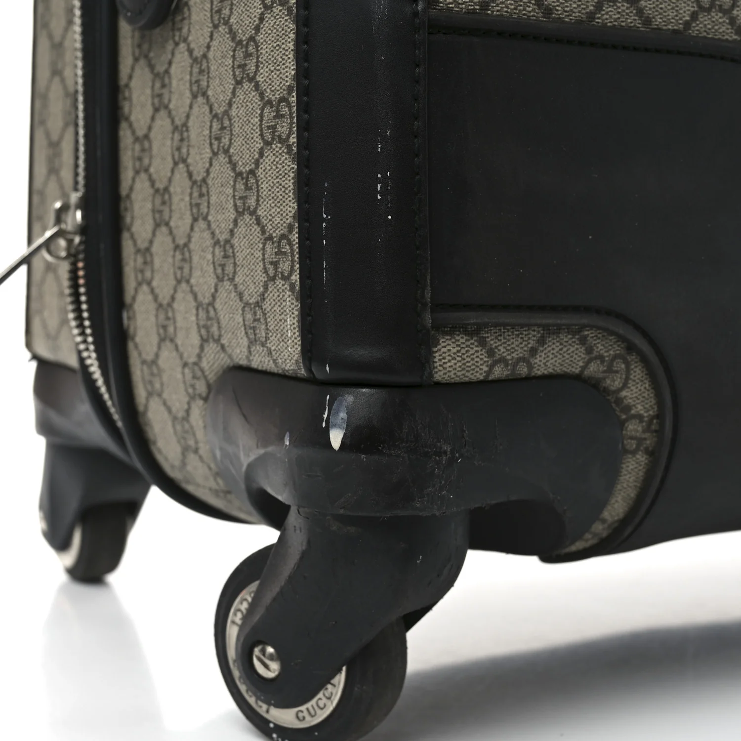 GG Supreme Monogram Four Wheel Suitcase Black