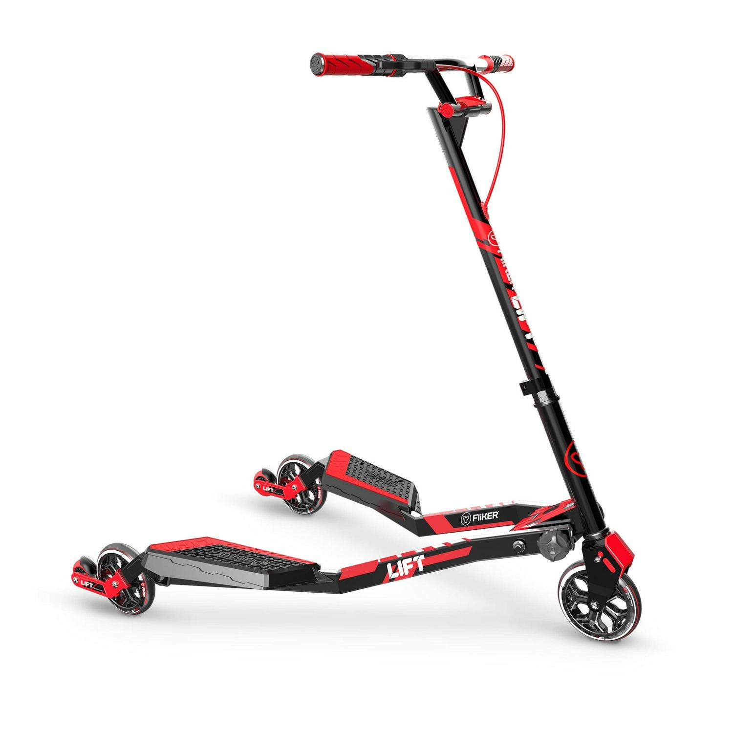 Y Fliker Lift | The Original Swing Wiggle Carving Scooter for Kids Age 7+ (Red)