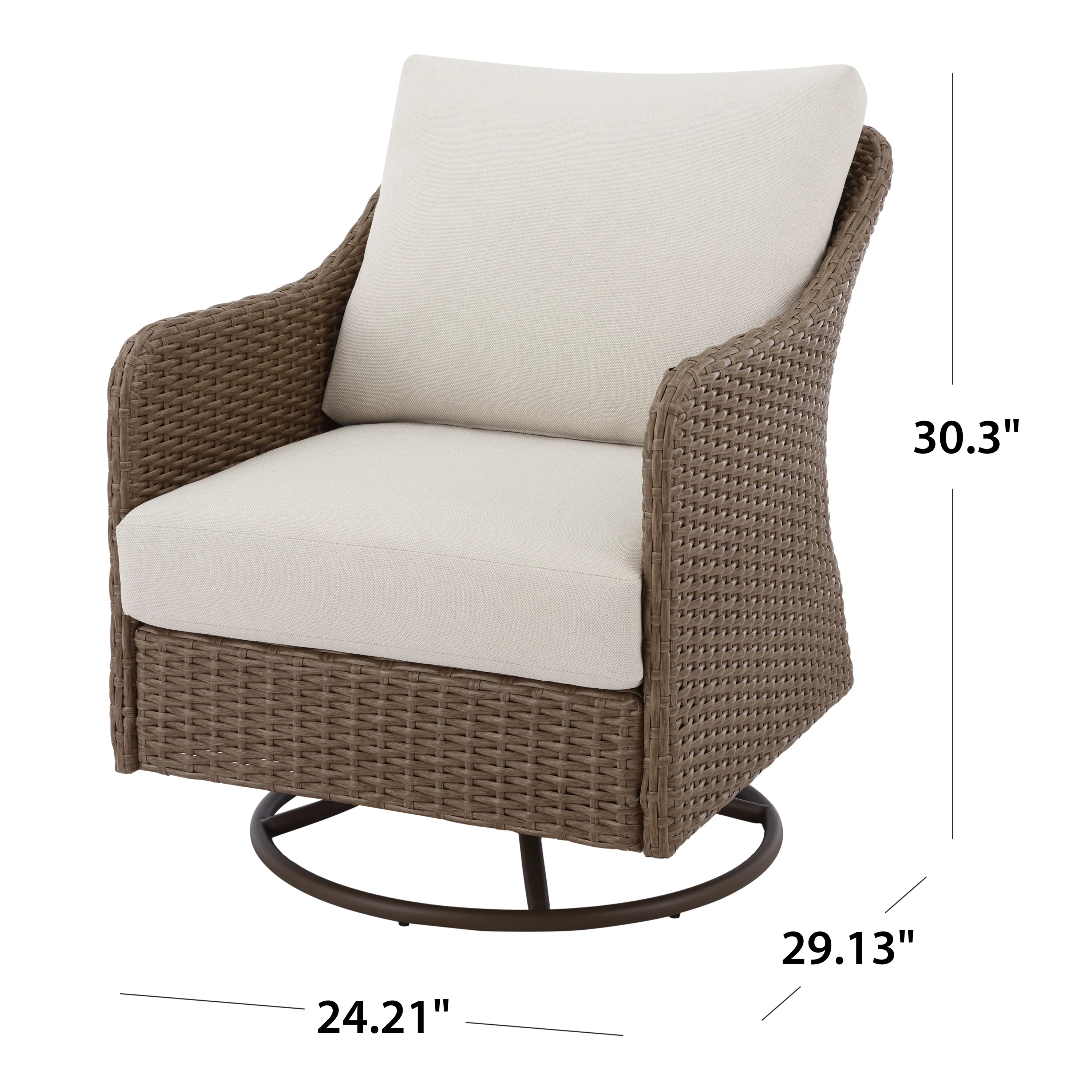 Chelsea 2 Pieces Outdoor Patio Swivel Rocker with Beige Cushions - Image 4