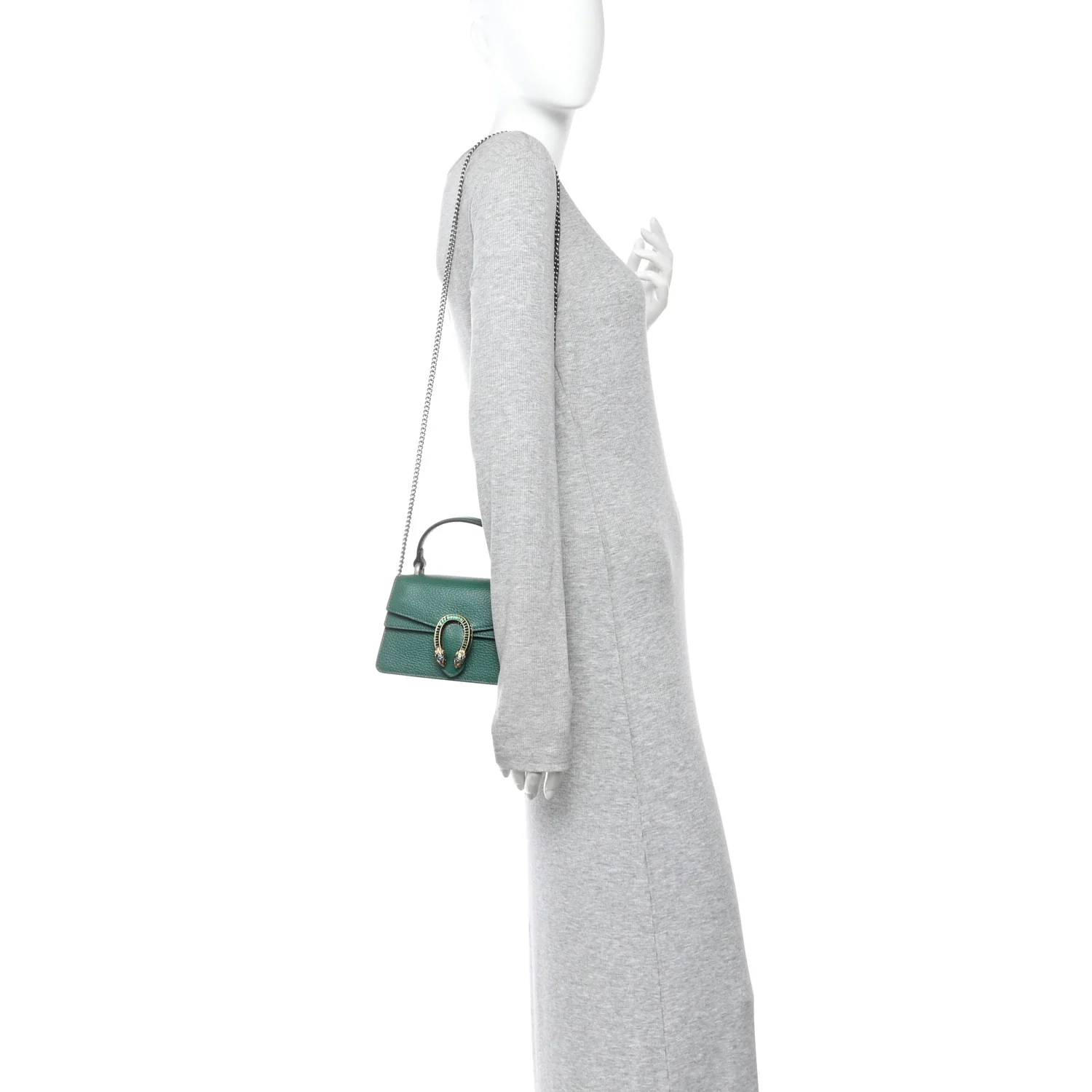 Dollar Calfskin Crystal Mini Dionysus Top Handle Bag Emerald