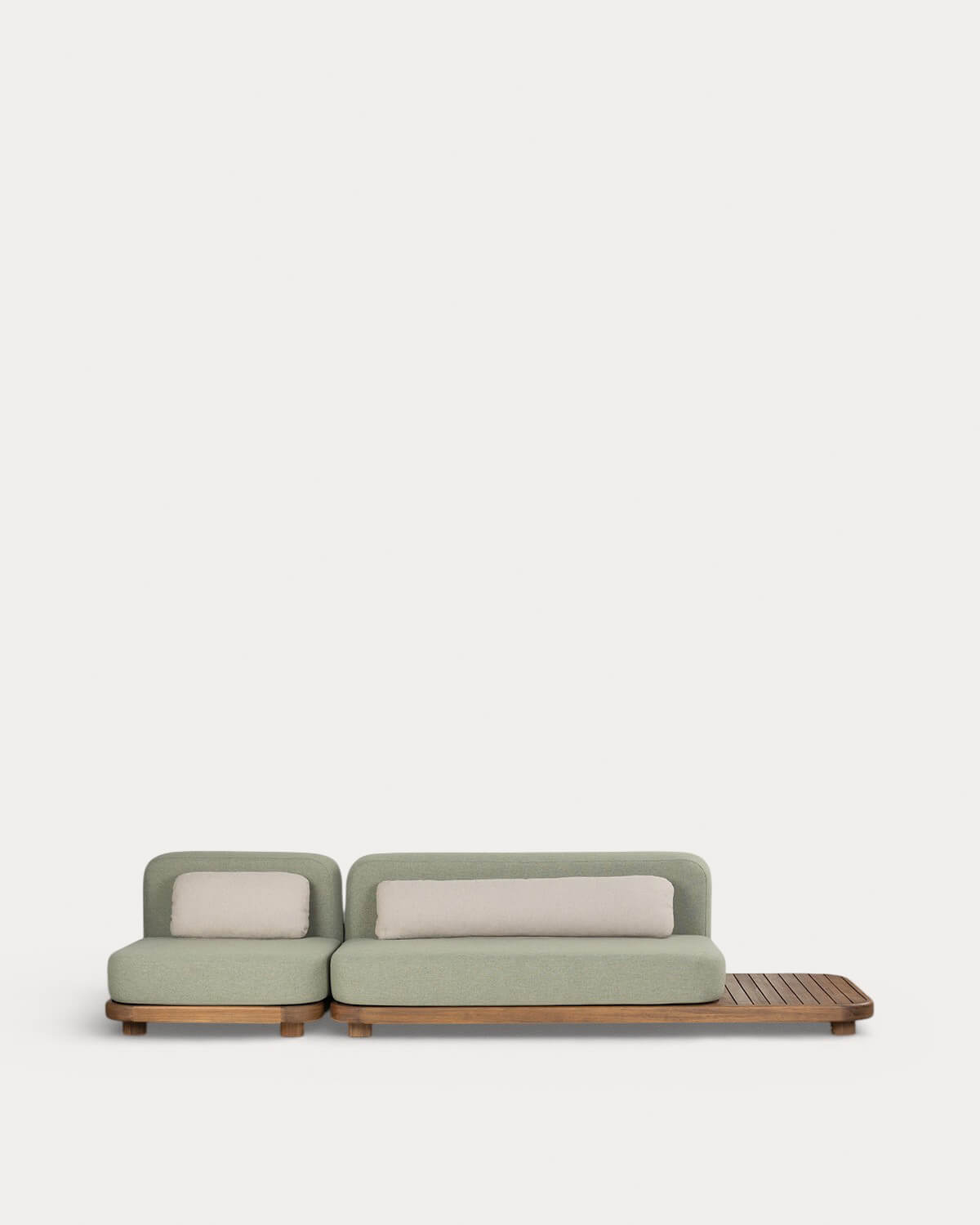 Redik - Sofá Modular de Jardín 2 Piezas Módulo Sofá y Módulo Central de Madera de Acacia y Tela Redik