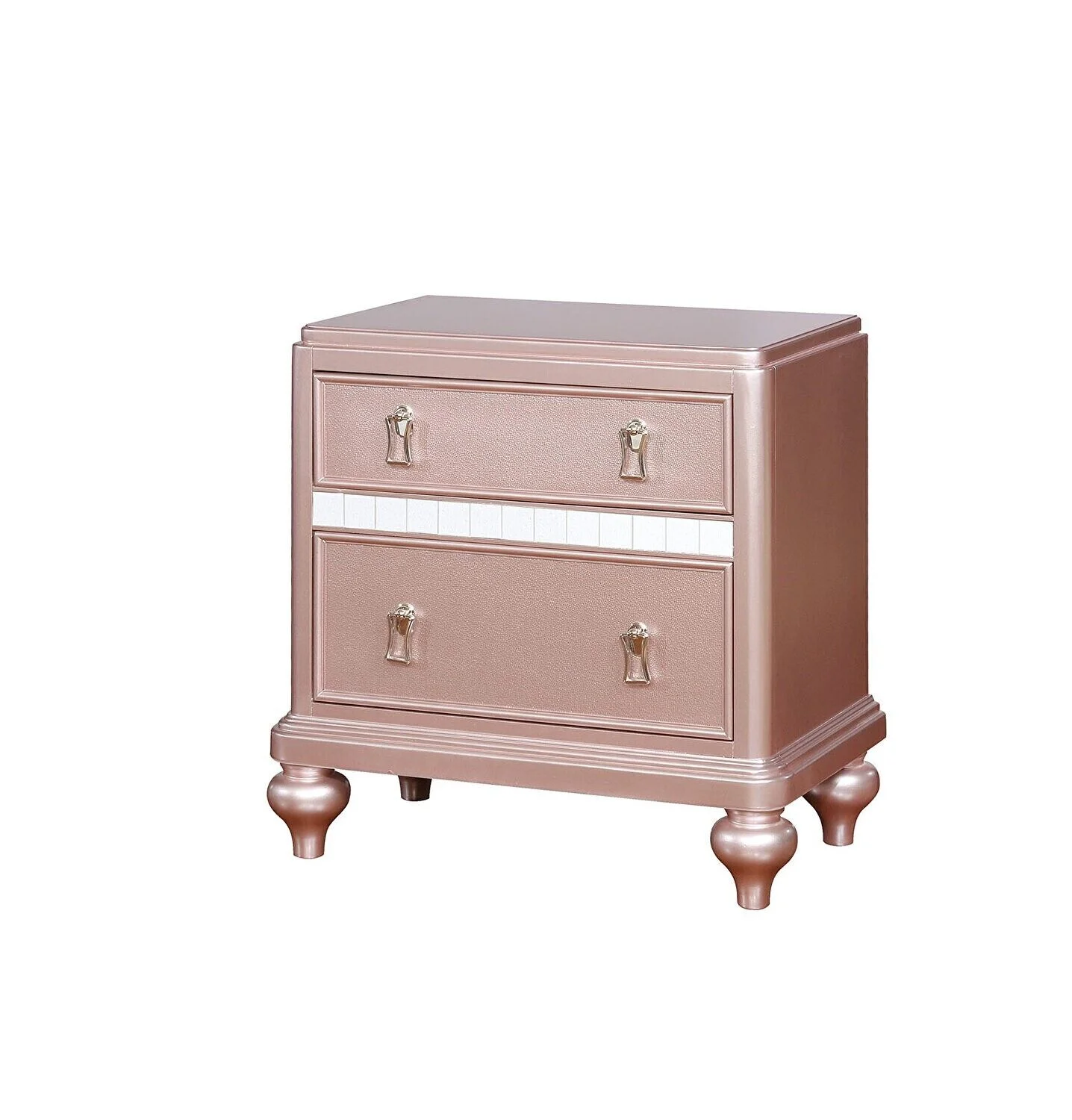 Contemporary Rose Gold Twin Size Bed 6pc Set Dresser Mirror Nightstand Chest Padded HB Tufted Bedroom Furniture Solid wood - Image 4