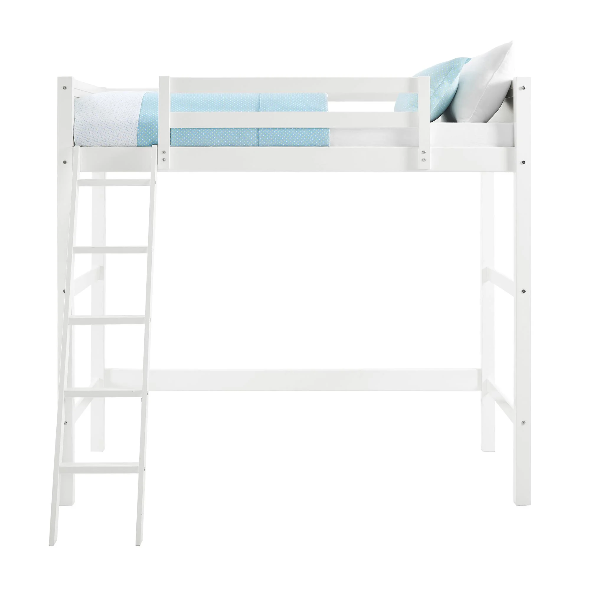 Your Zone Kiarah Twin Loft Bed with Ladder, White