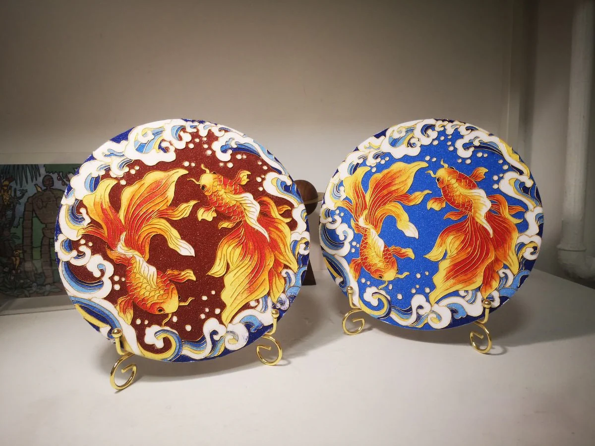 Joyful Gold Fish, Beginner Cloisonné Enamel DIY Kit, with Tutorial& All Tools