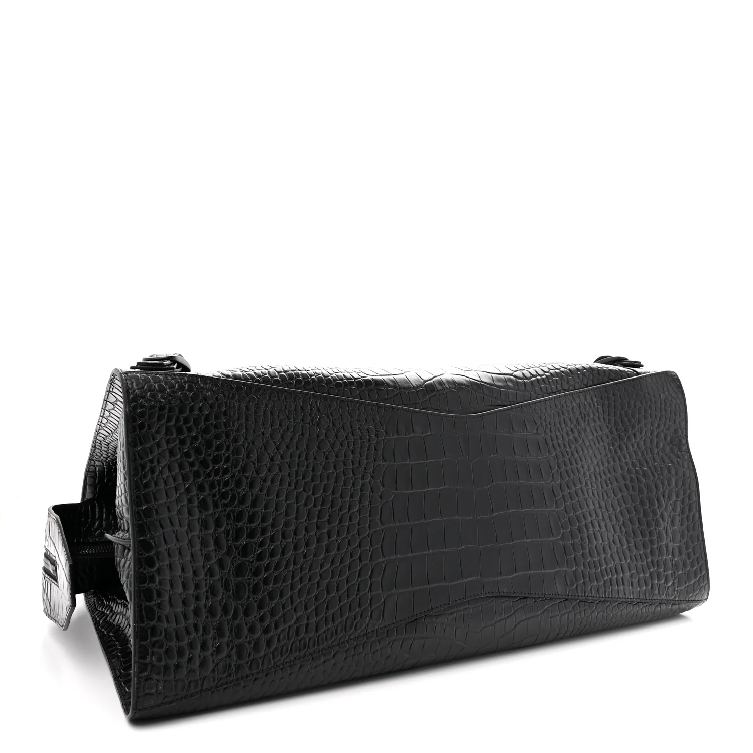Semi Matte Calfskin Crocodile Embossed Neo Classic Black Hardware Large City Black
