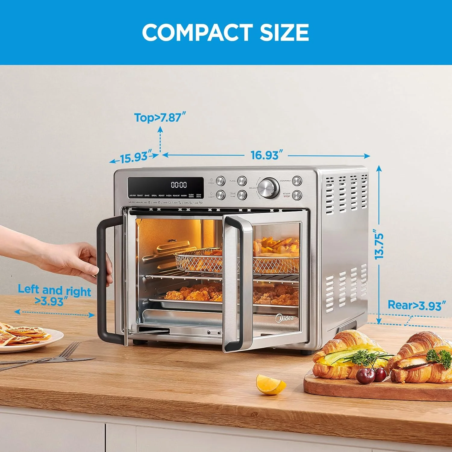 Flexify French Door Air Fryer, Pizza Oven and Toaster Oven, Stainless Steel, New(Stainless Steel) - Image 5
