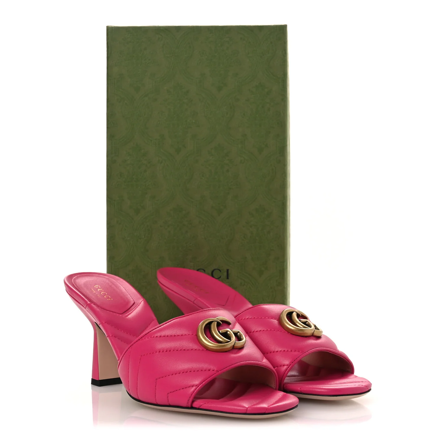 Nappa Matelasse GG Marmont 75mm Slide Sandals 41 Box Pink