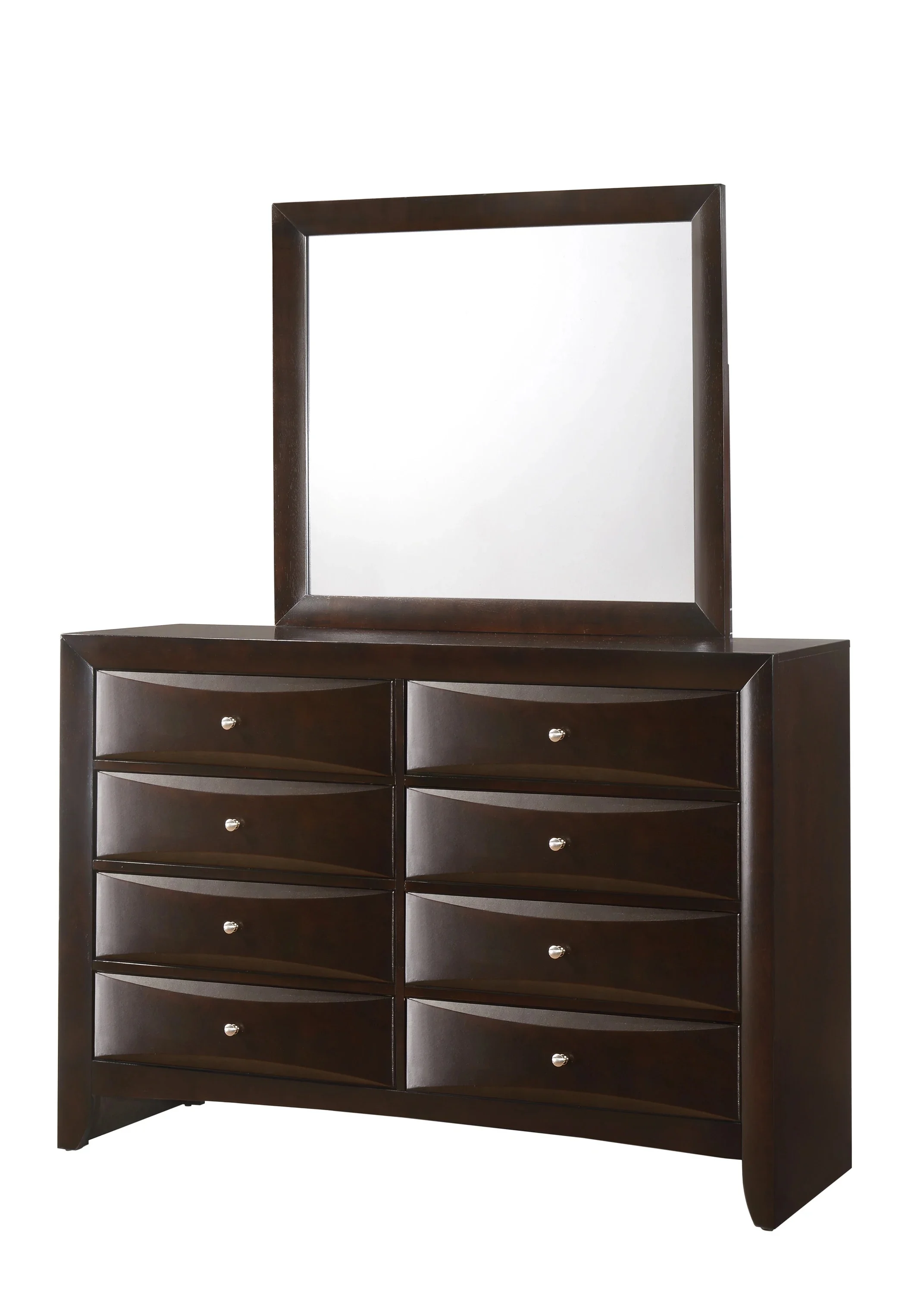 Contemporary King Size 6pc Master Bedroom Set Captains Bed Storage Drawers Cherry Finish Solid Wood Furniture - Image 5