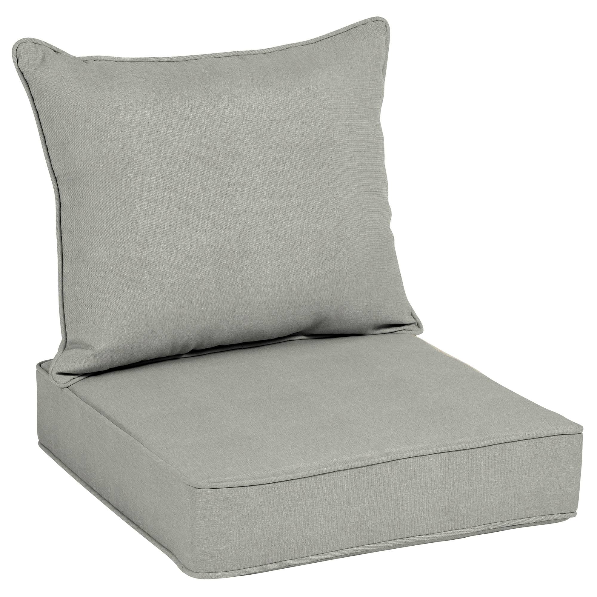 Allen + Roth 2-Piece Medium Grey Heathered Deep Seat Patio Chair Cushion