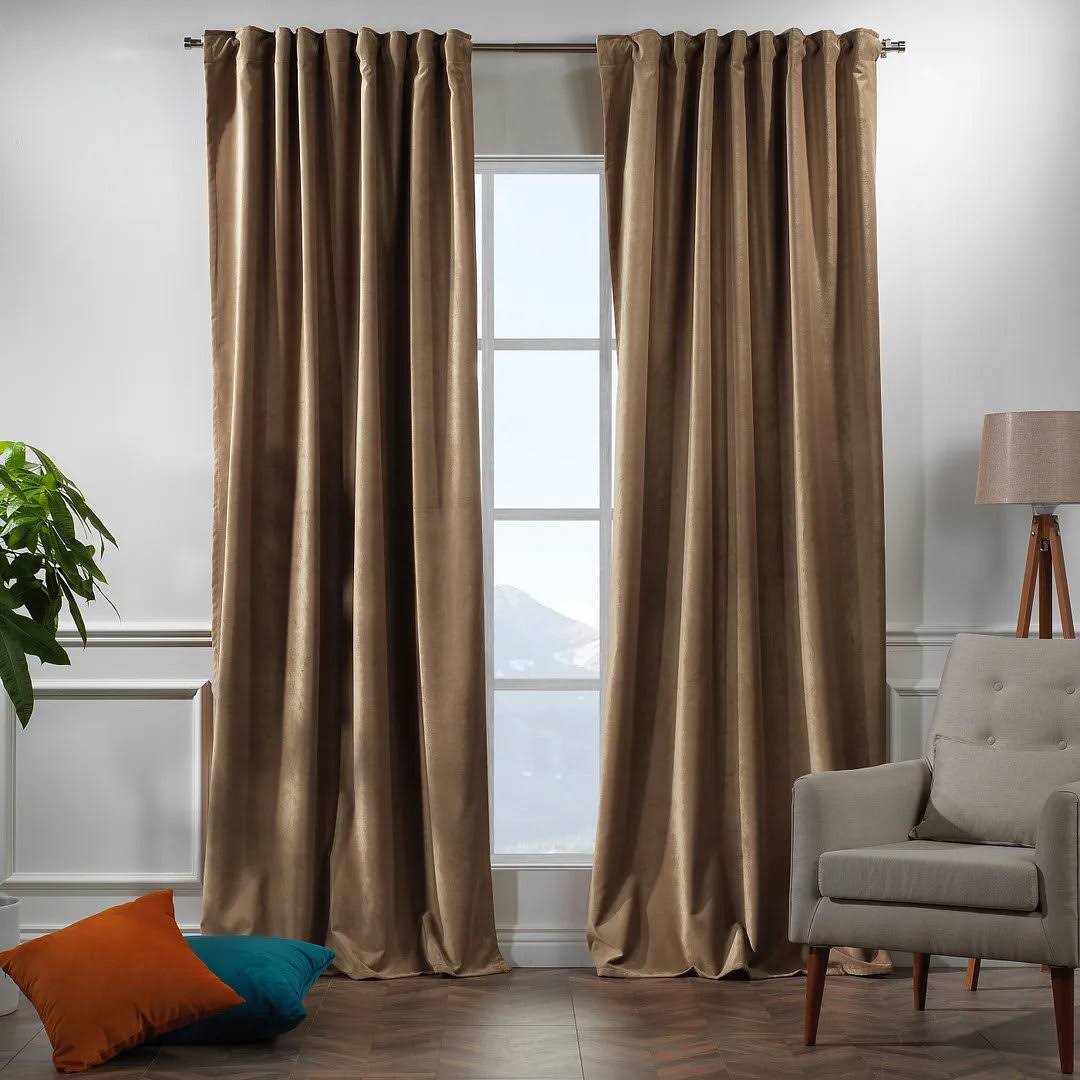 Extra Long and Extra Wide Solid Luxury Matte Velvet Single Curtain Panel Lilijan Home & Curtain Size per Panel: 52