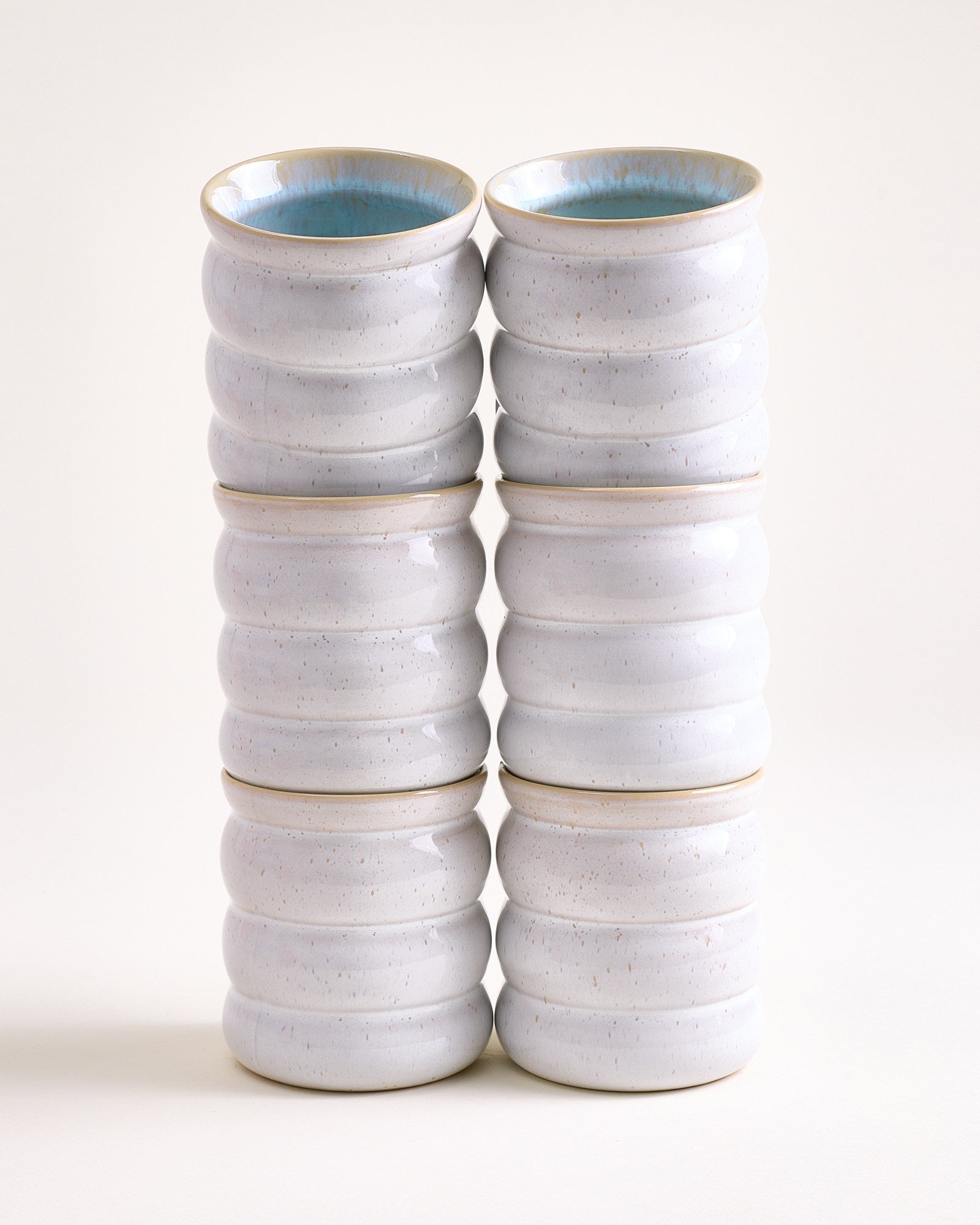 AREIA - LARGE CUP BUBBLE AZURE SET OF 6