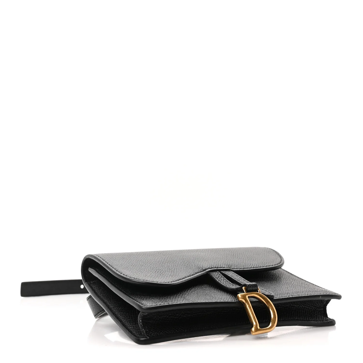 Grained Calfskin Saddle Belt Bag Black