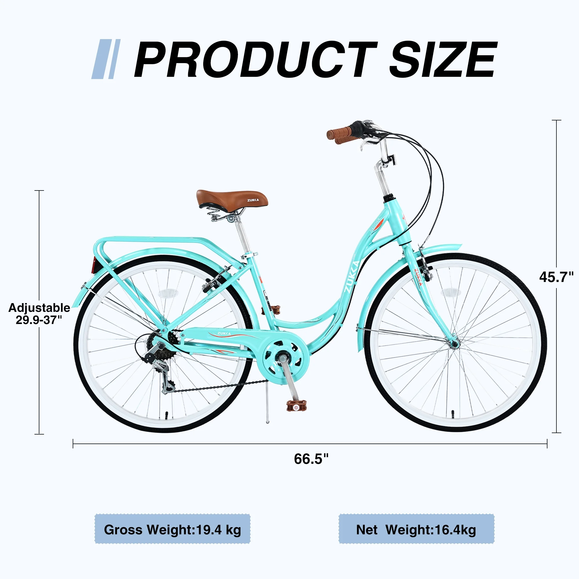 26 Inch Women's Bike, Adult Cruiser Bicycle 7 Speed Steel Frame City Commuter Bike for Ladies, Green - Image 5