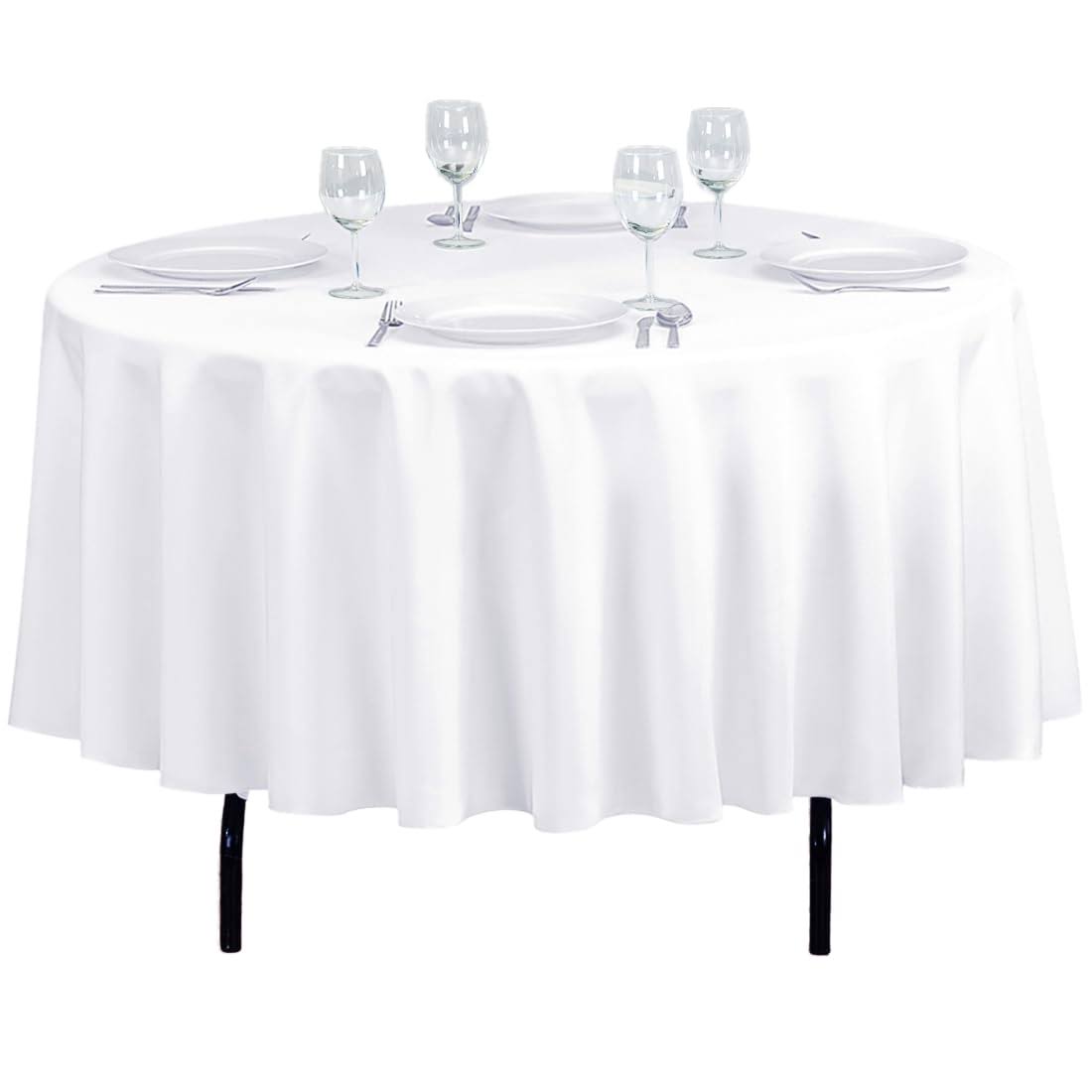 Linentablecloth 90-Inch Round Polyester Tablecloth White