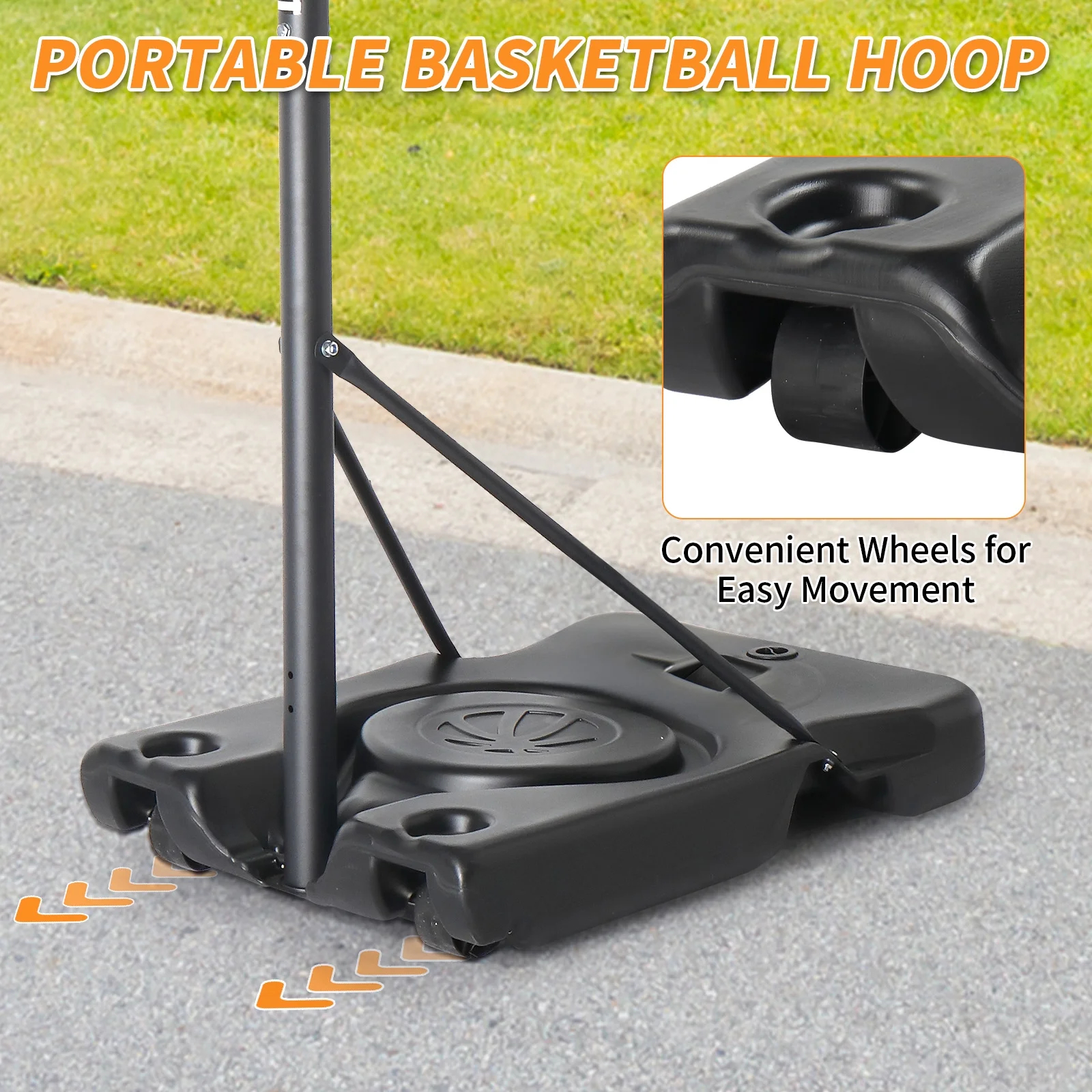 4.4-10FT Portable Basketball Hoop, 44inch PC Backboard, Basketball Goal System Outdoor Indoor - Image 3