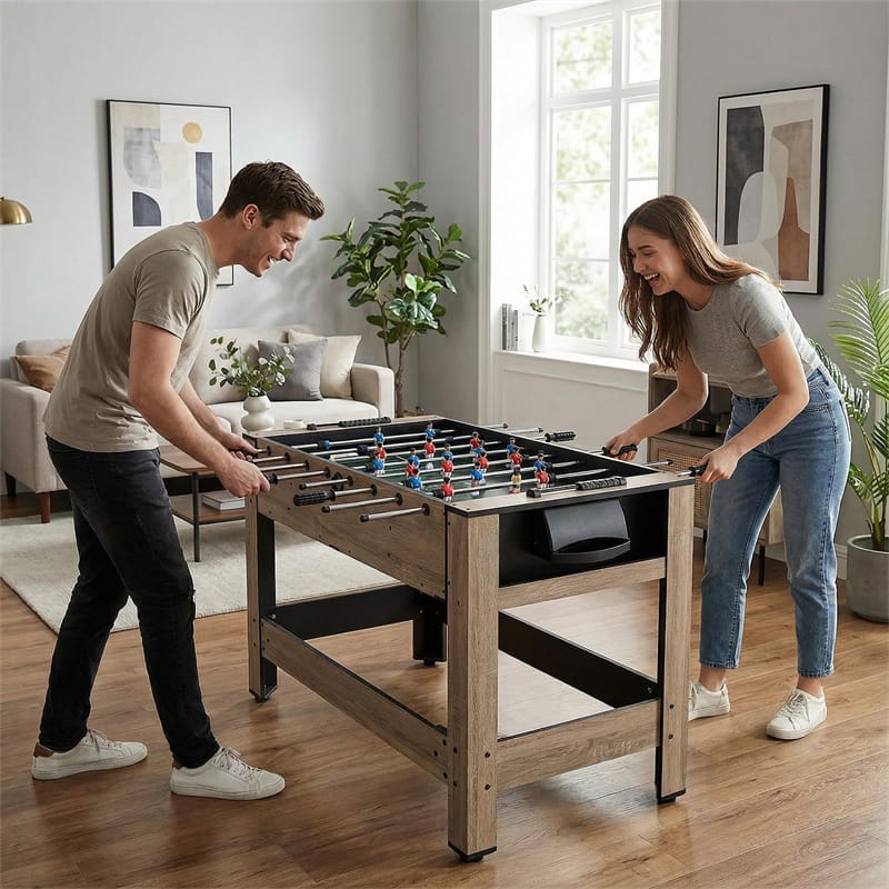 2-in-1 Swivel Multi Game Table, 49" Foosball & Pool Billiards Combo Table Set with Complete Accessories, Arcade Sports Game Table for Home Game Room