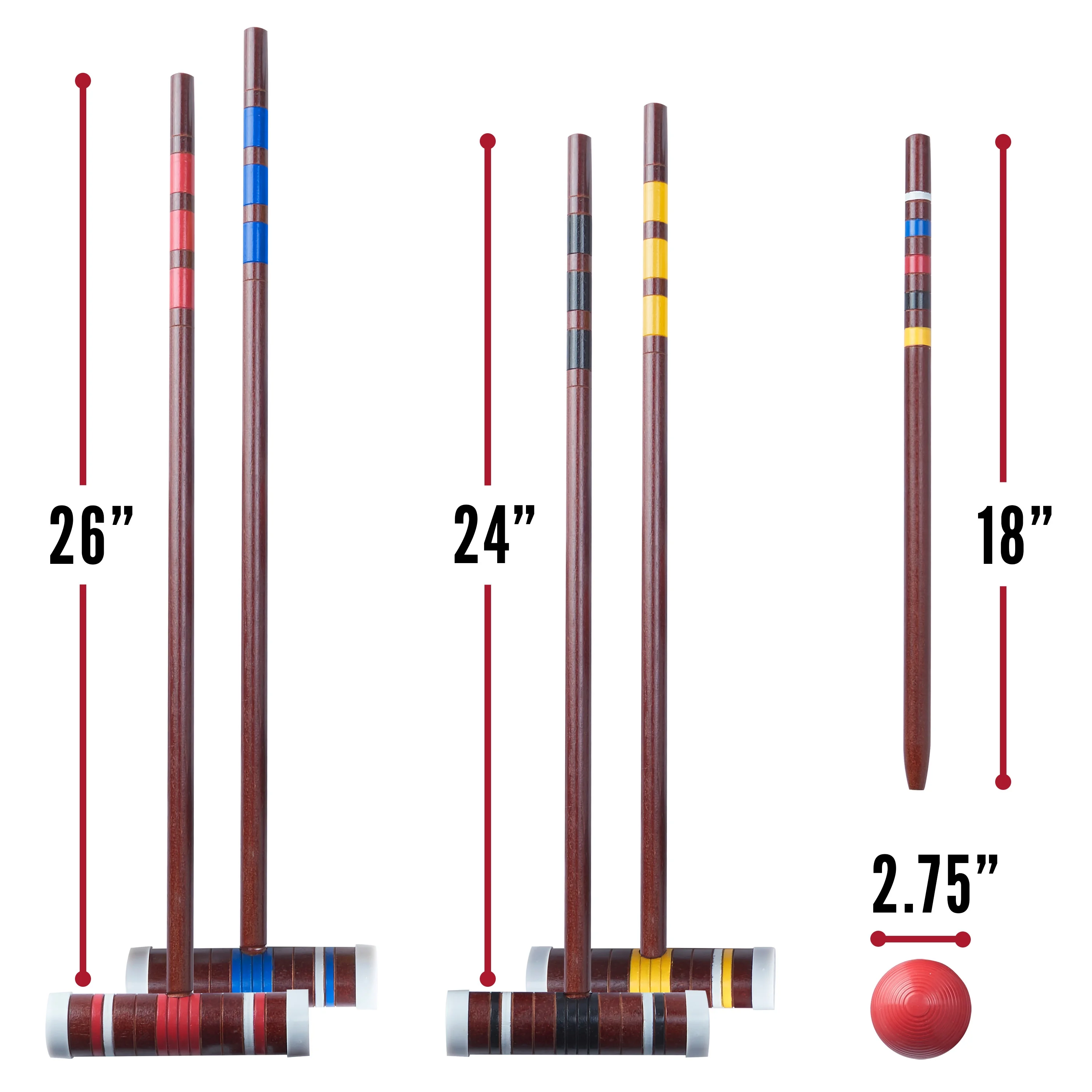 Croquet Set Includes 4 Croquet Wood Mallets, 4 All Weather Balls, 2 Wood Stakes and 9 Metal Wickets Classic Family Outdoor Game Starter Set(1) - Image 3