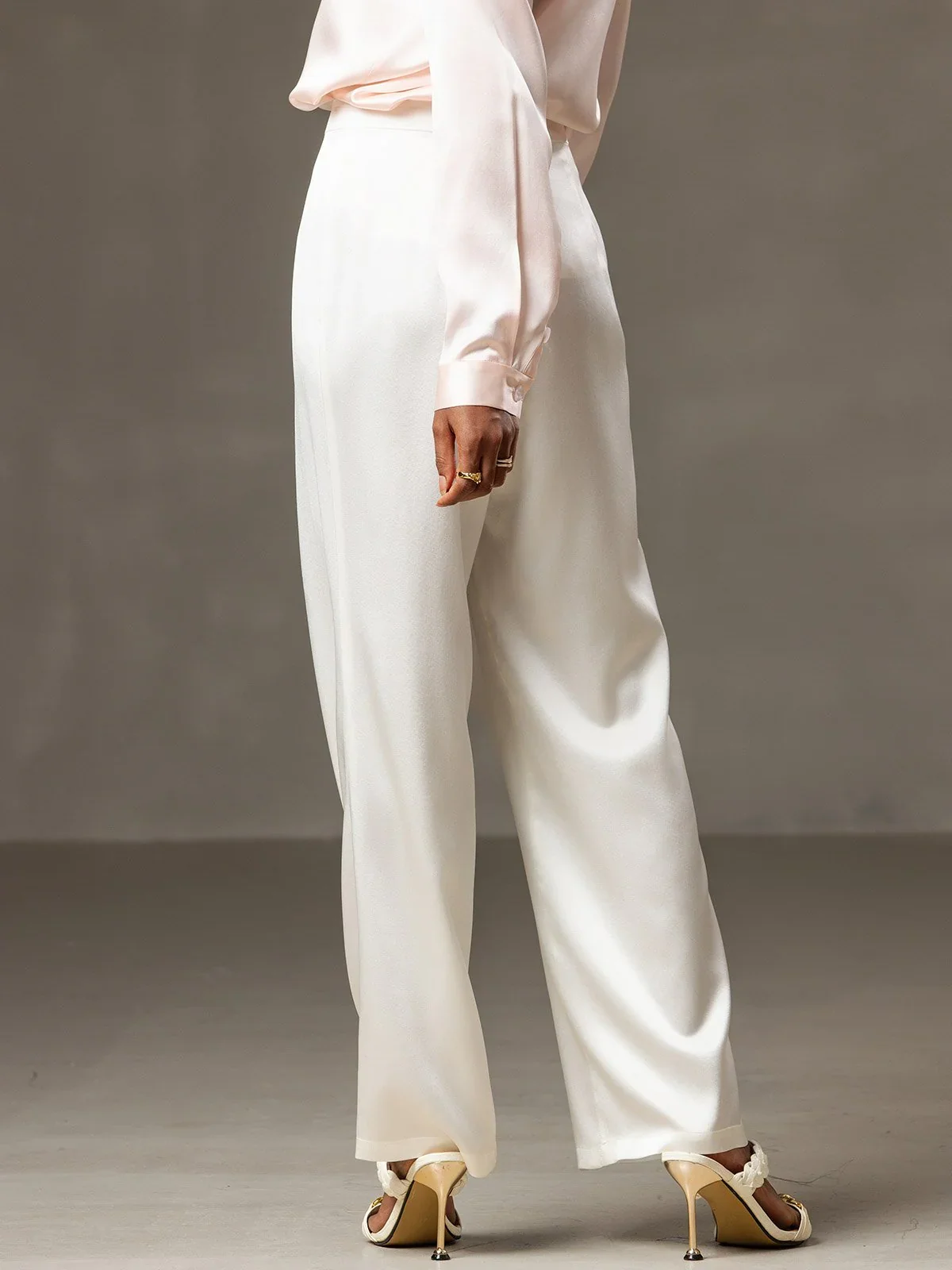 19Momme Silk High Waist Wide Leg Women's Pants