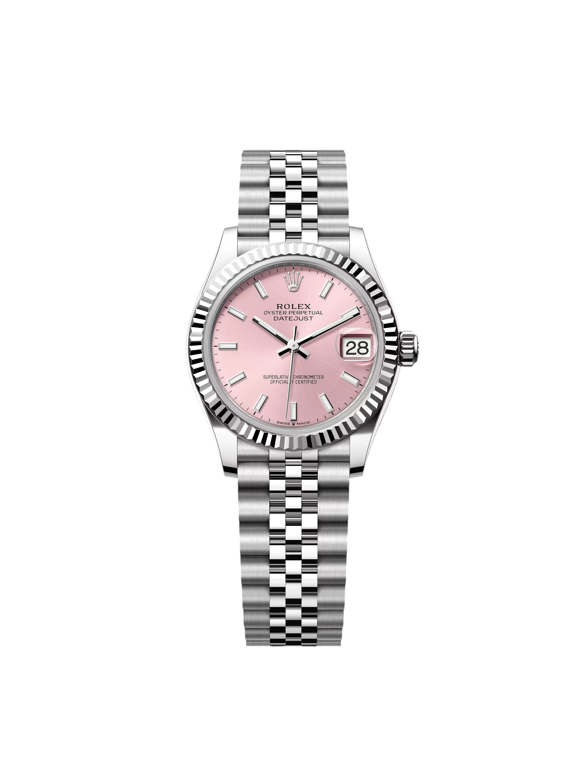 【Super Clone】RLX Datejust m278274-0013/0014 Pink Dial 31mm Fluted Bezel Oyster Bracelet