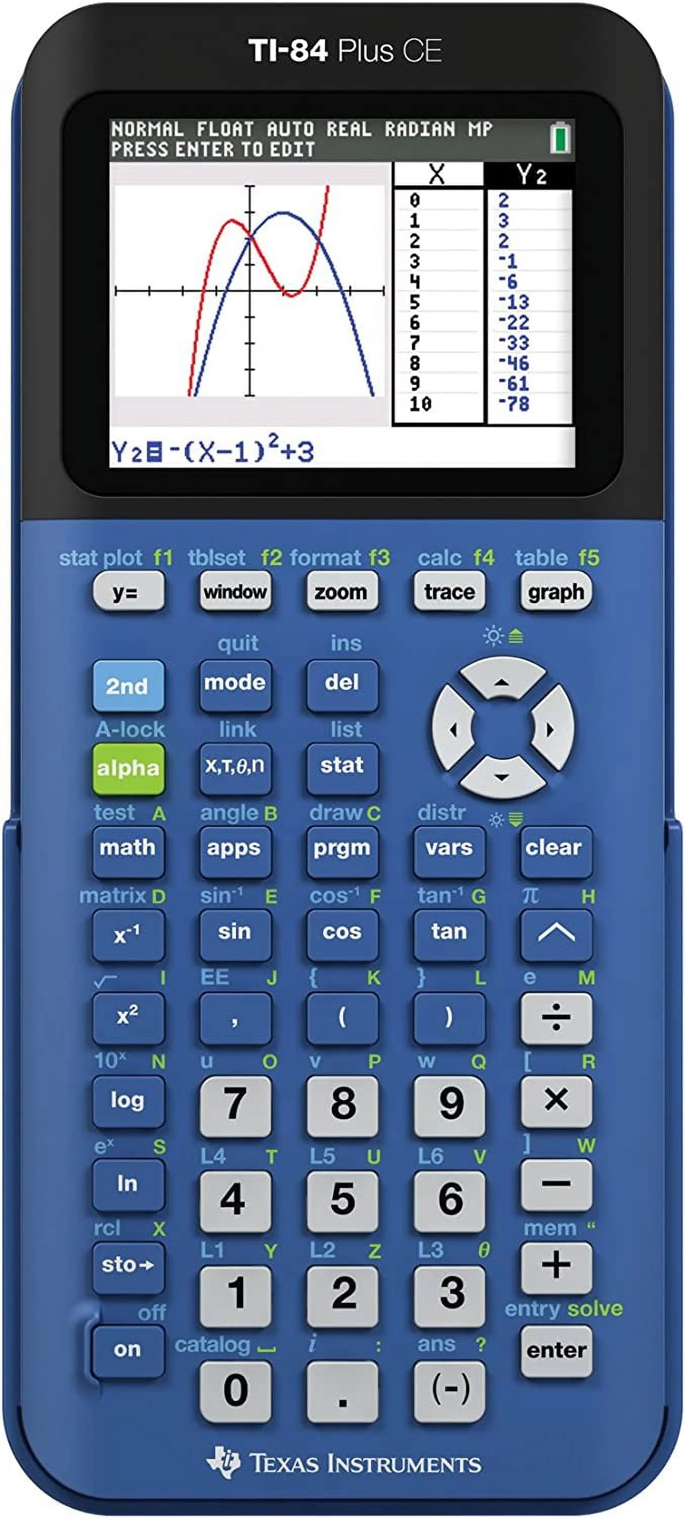 Texas Instruments TI - 84 Plus CE Graphing Calculator, Bionic Blue, 7.5 in