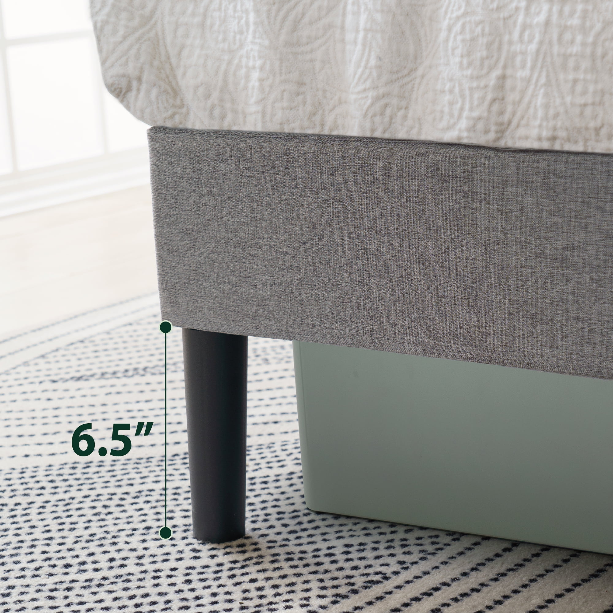 Upholstered Platform Bed, No Box Spring Needed, Gray, Queen(Queen) - Image 5